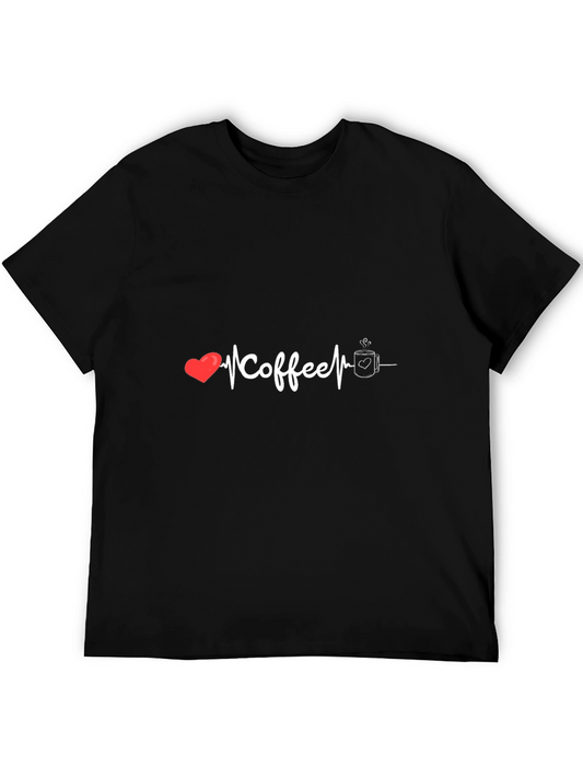 Coffee Heartbeat Graphic Tee - Black T-Shirt