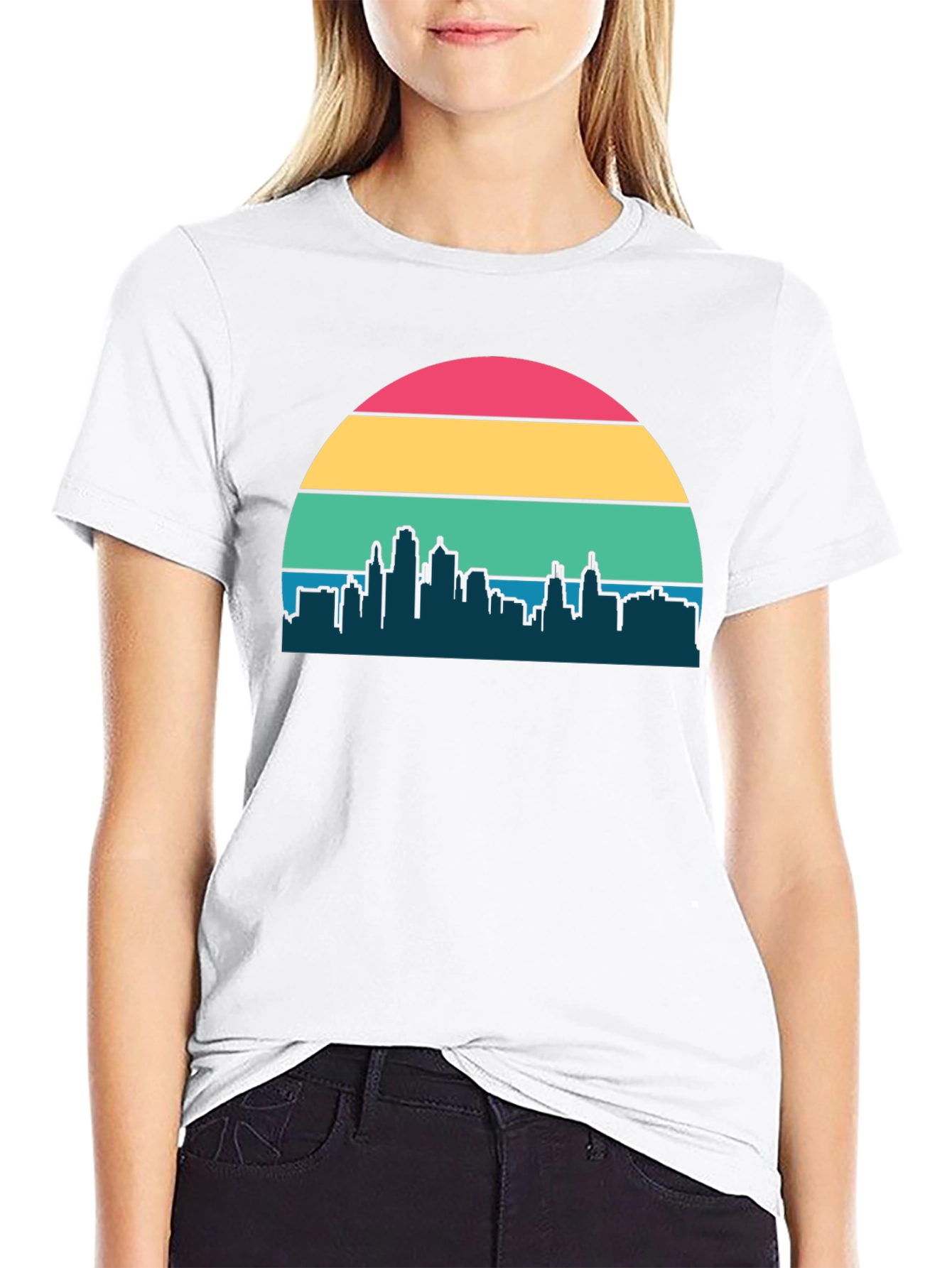 Retro Sunset Cityscape Graphic Tee