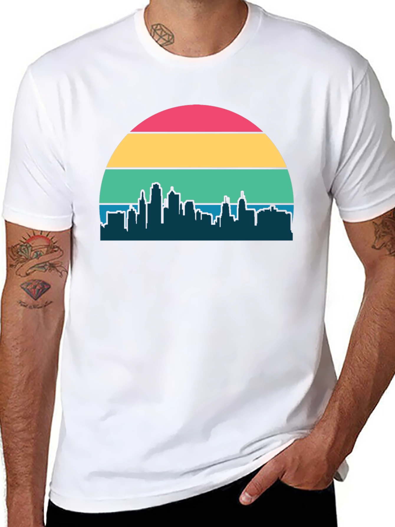 Retro Sunset Cityscape Graphic Tee