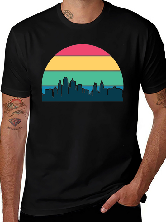Retro Sunset Cityscape Graphic Tee