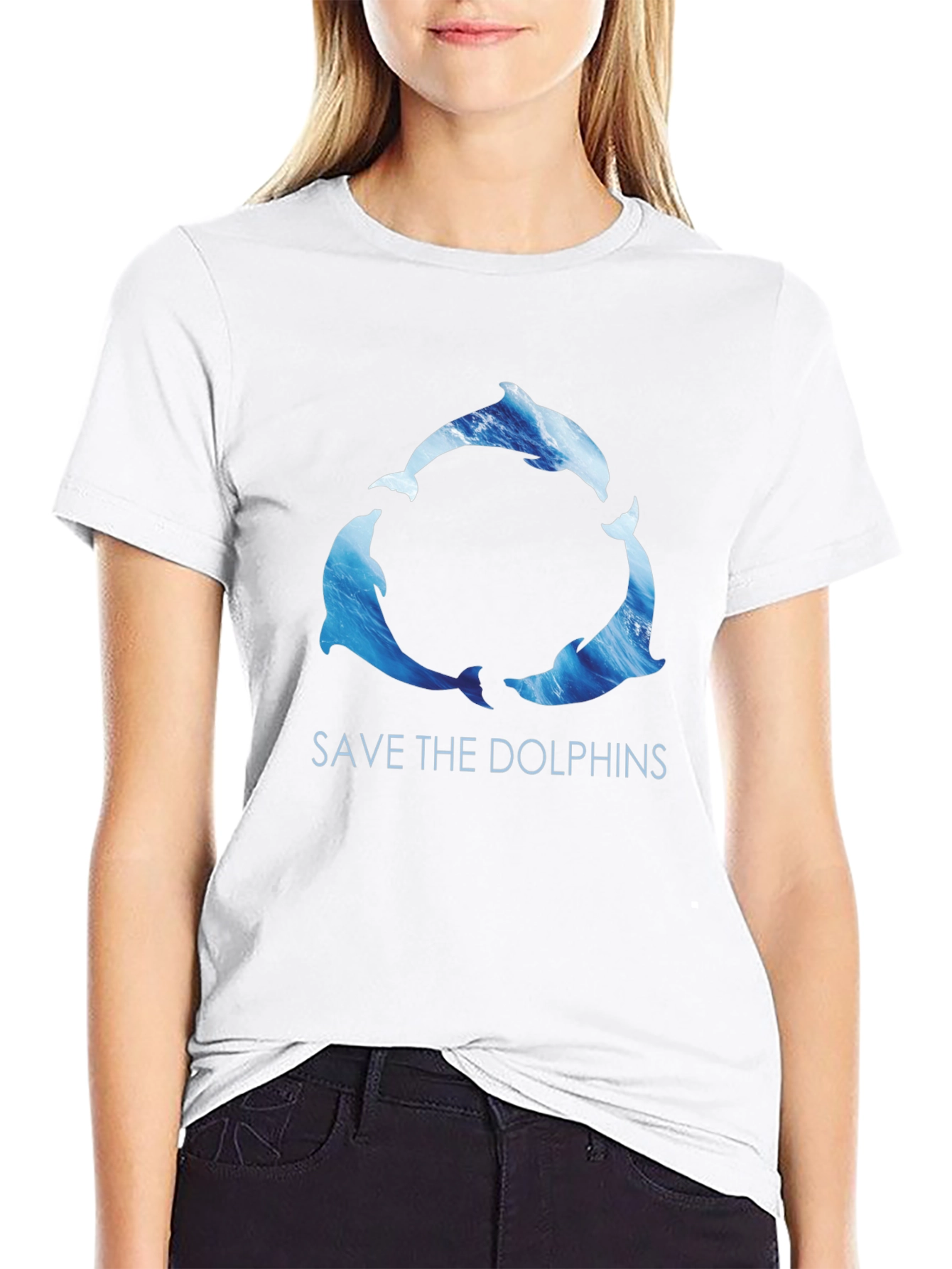 Save the Dolphins Graphic Tee - Black