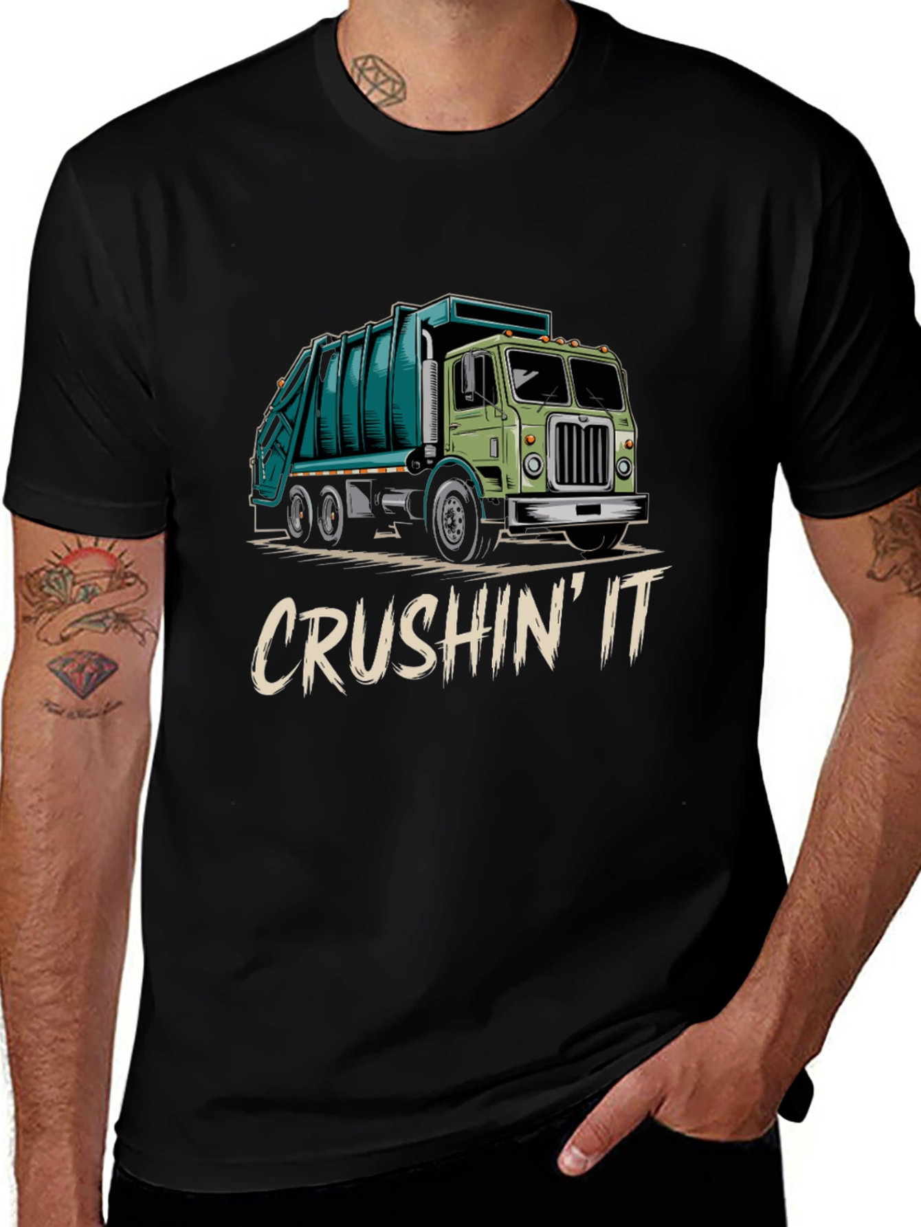 Crushin It Garbage Truck Graphic Tee
