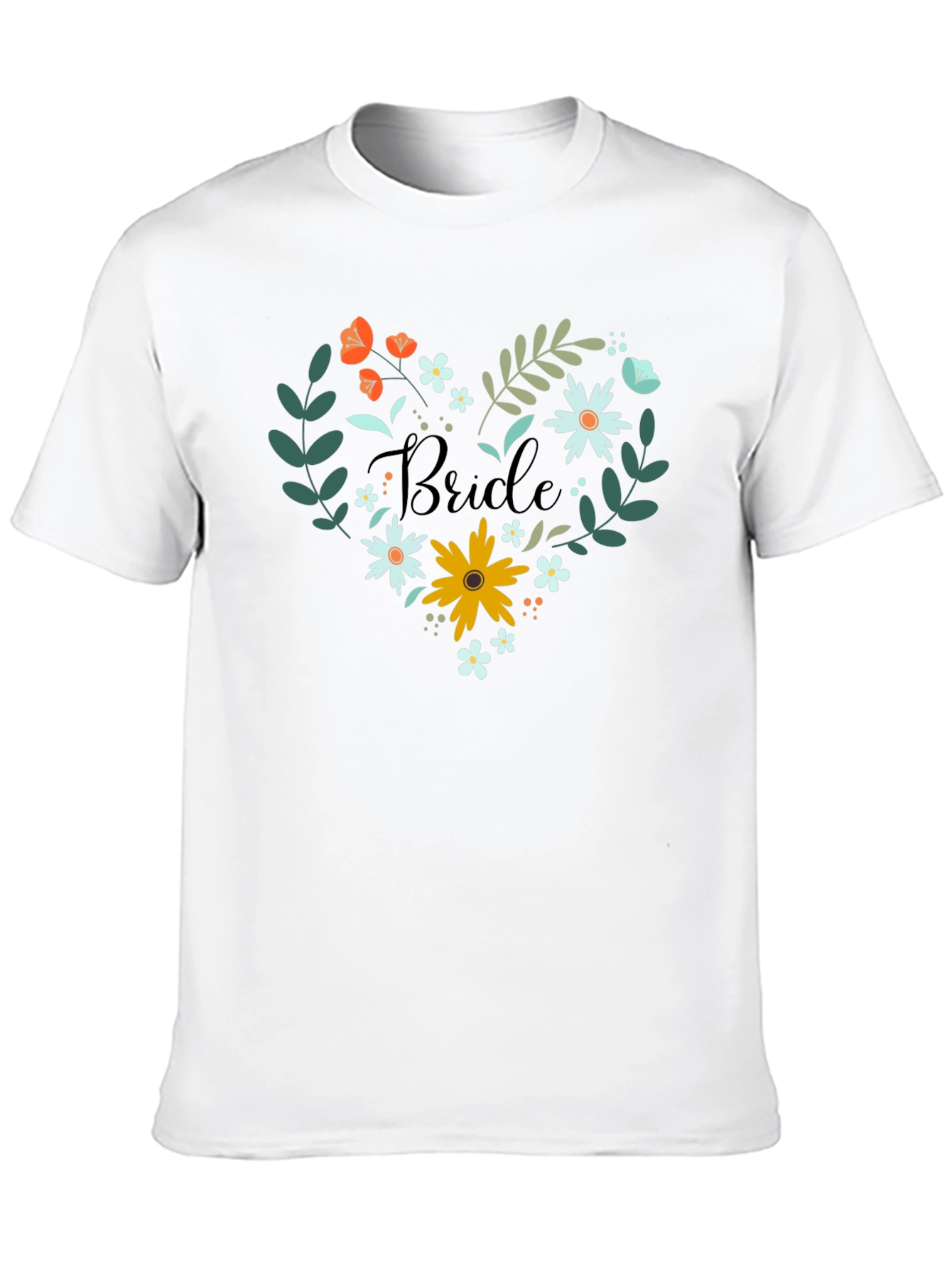 Bride Floral Heart T-Shirt - Wedding Day Apparel