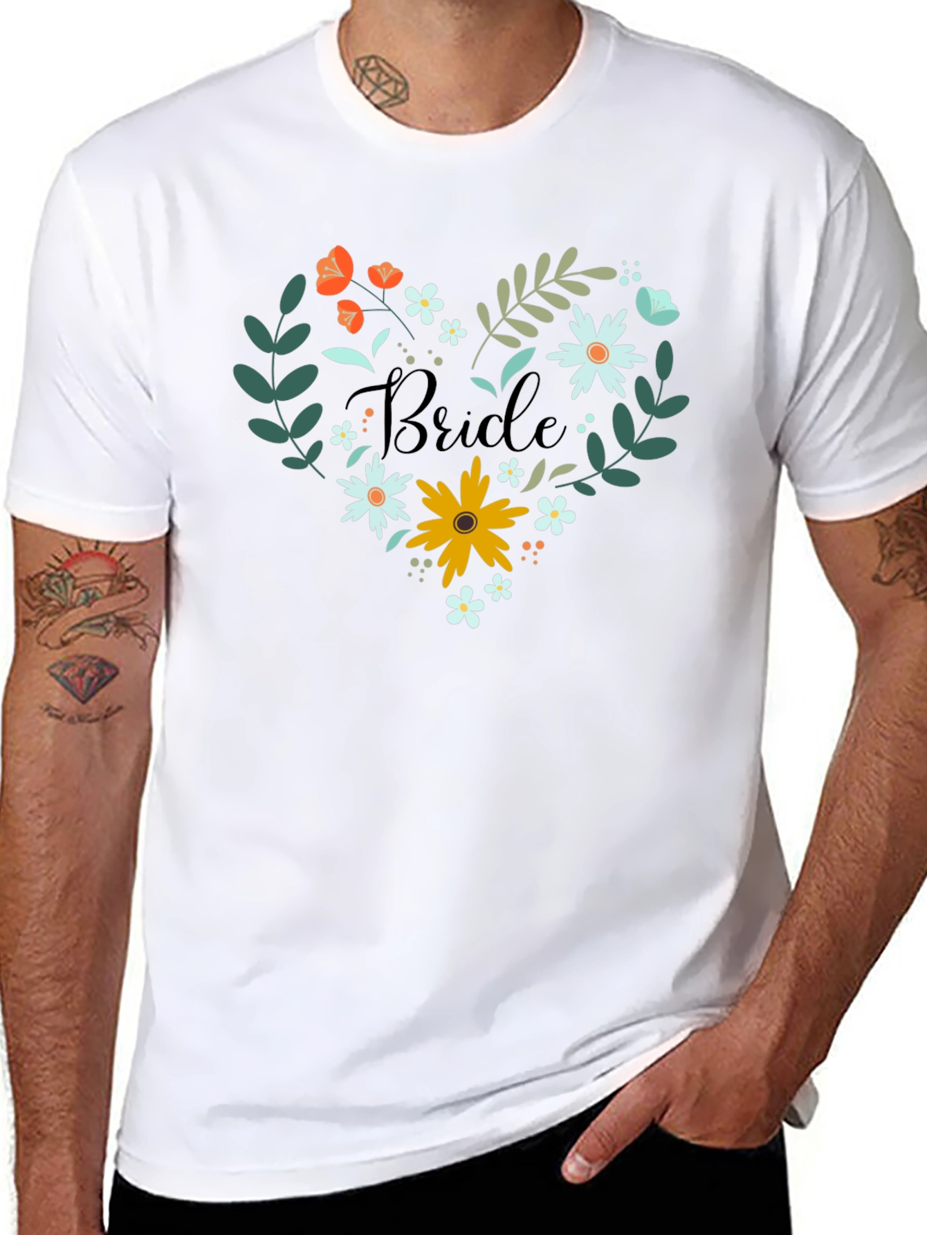 Bride Floral Heart T-Shirt - Wedding Day Apparel