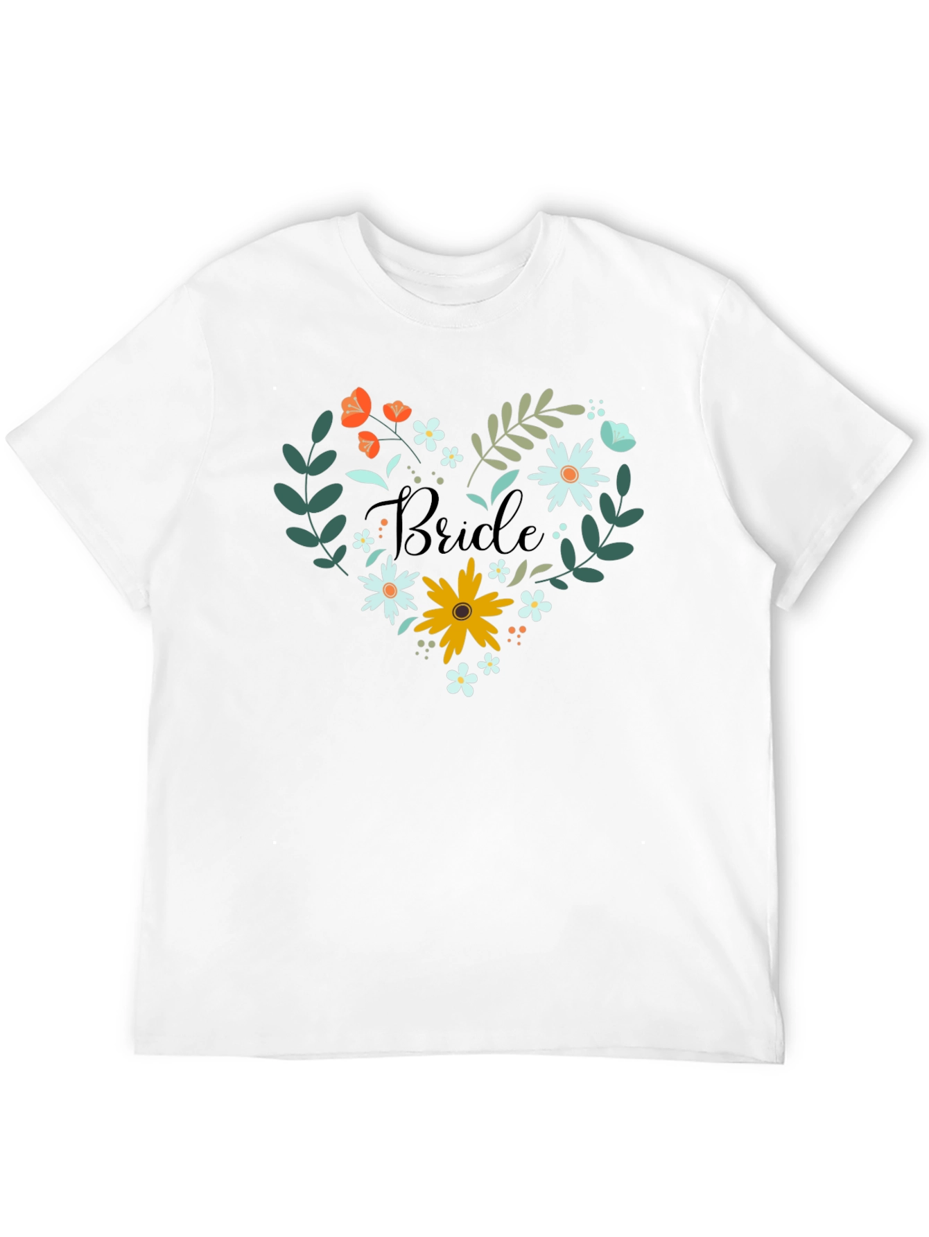 Bride Floral Heart T-Shirt - Wedding Day Apparel
