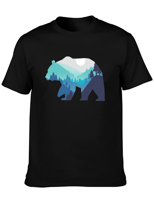 Bear Silhouette Forest Graphic T-Shirt