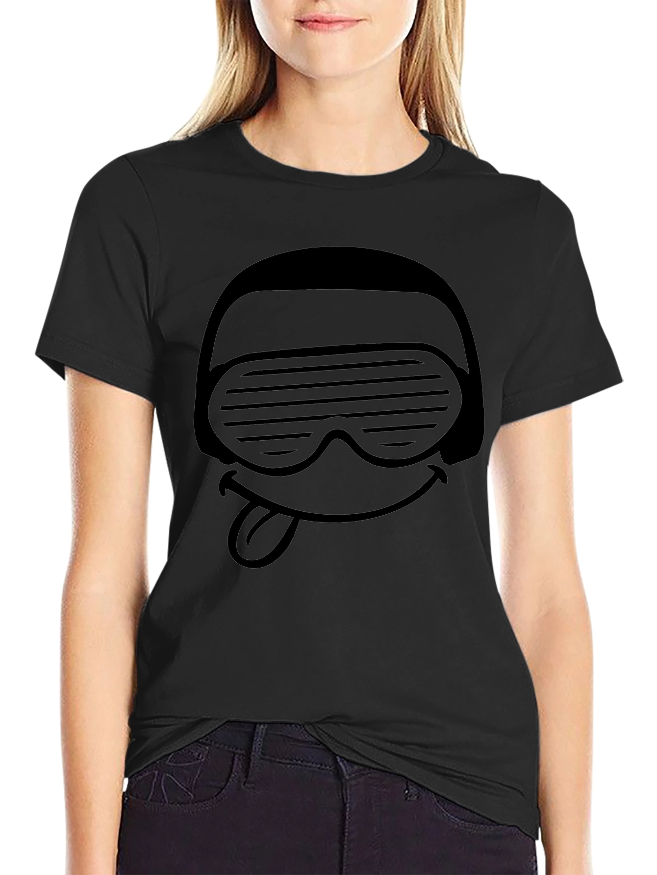 Cool Smiley Face Helmet Graphic Tee