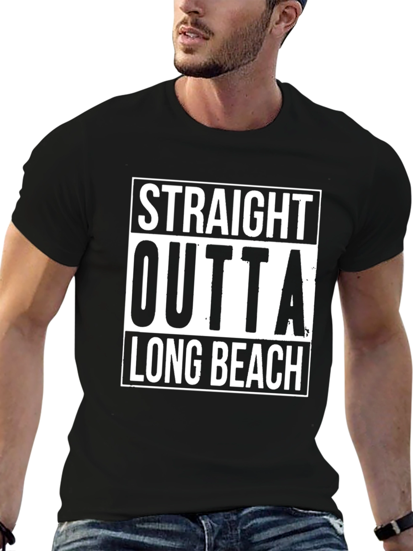 Straight Outta Long Beach Black T-Shirt