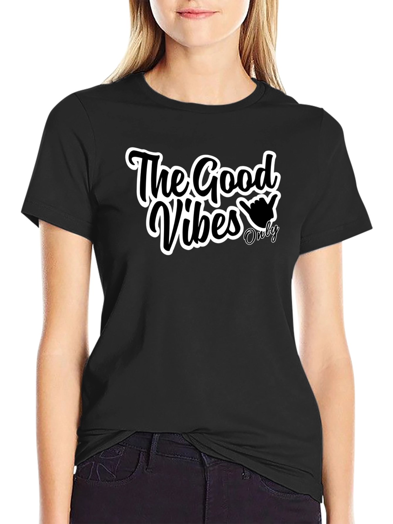 The Good Vibes Only Black Graphic Tee