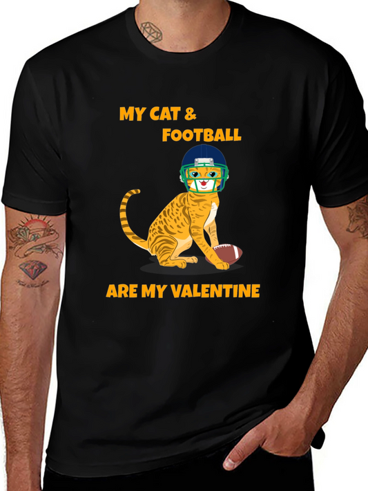 Cat & Football Valentine T-Shirt