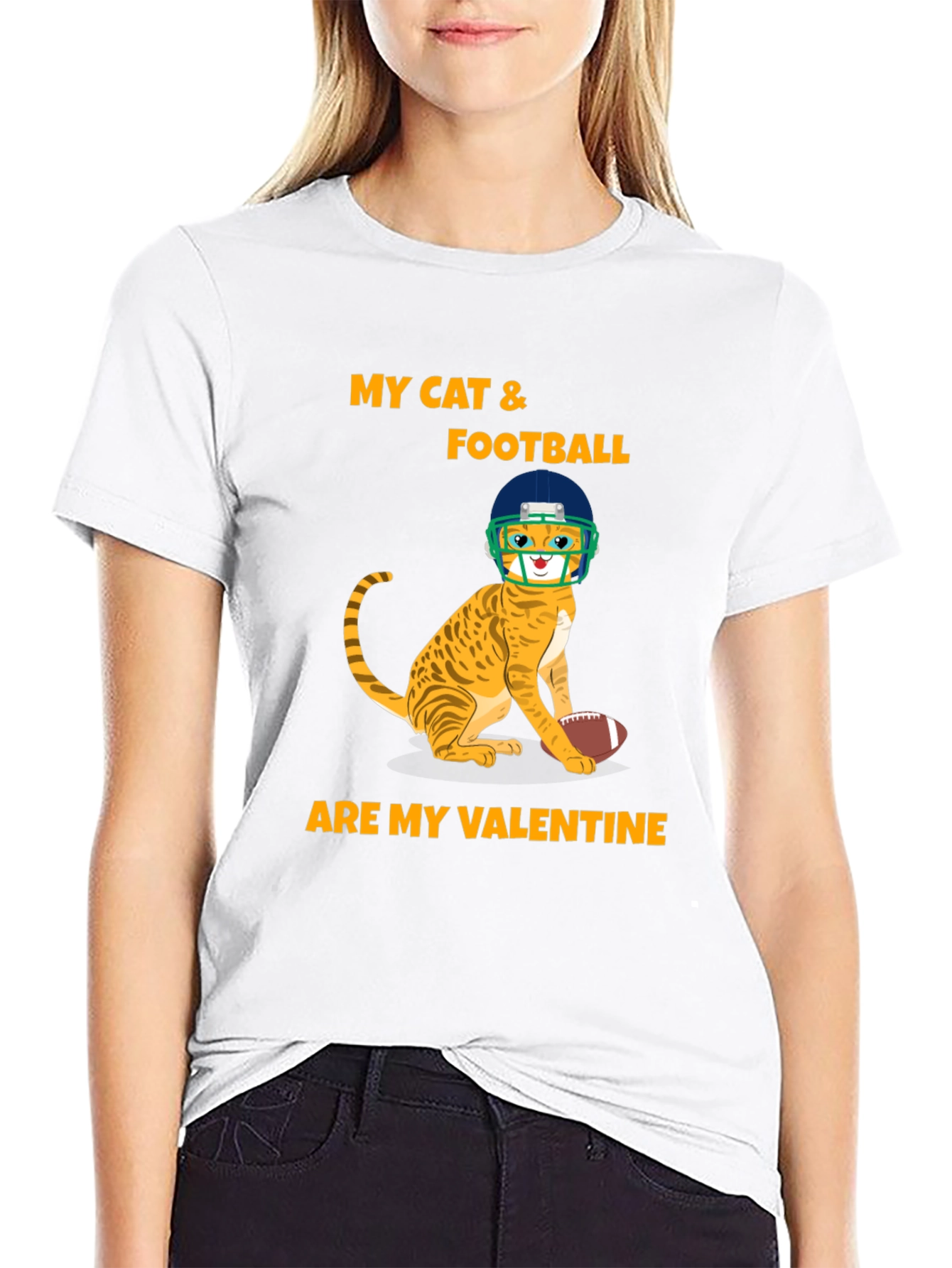 Cat & Football Valentine T-Shirt