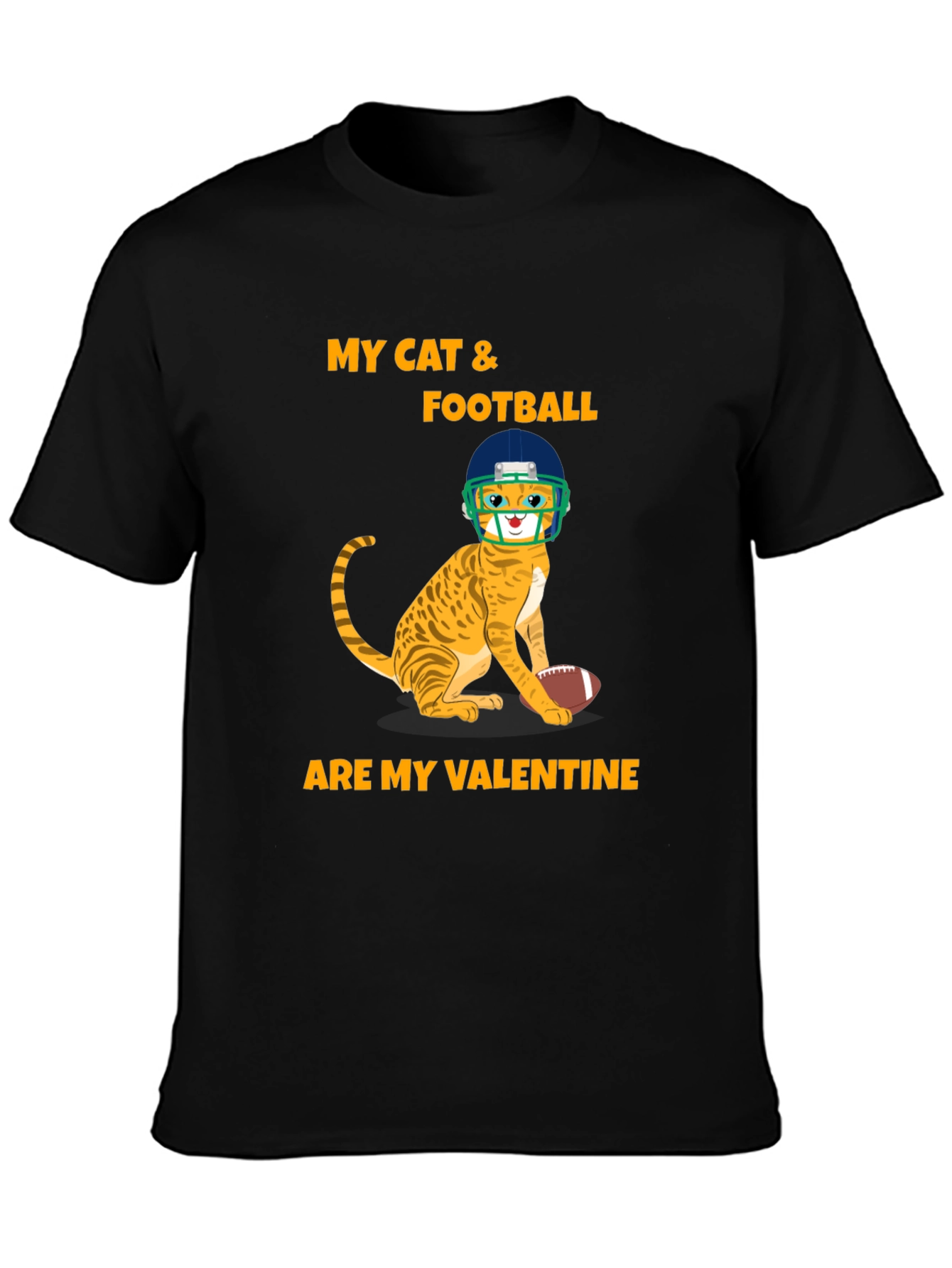 Cat & Football Valentine T-Shirt