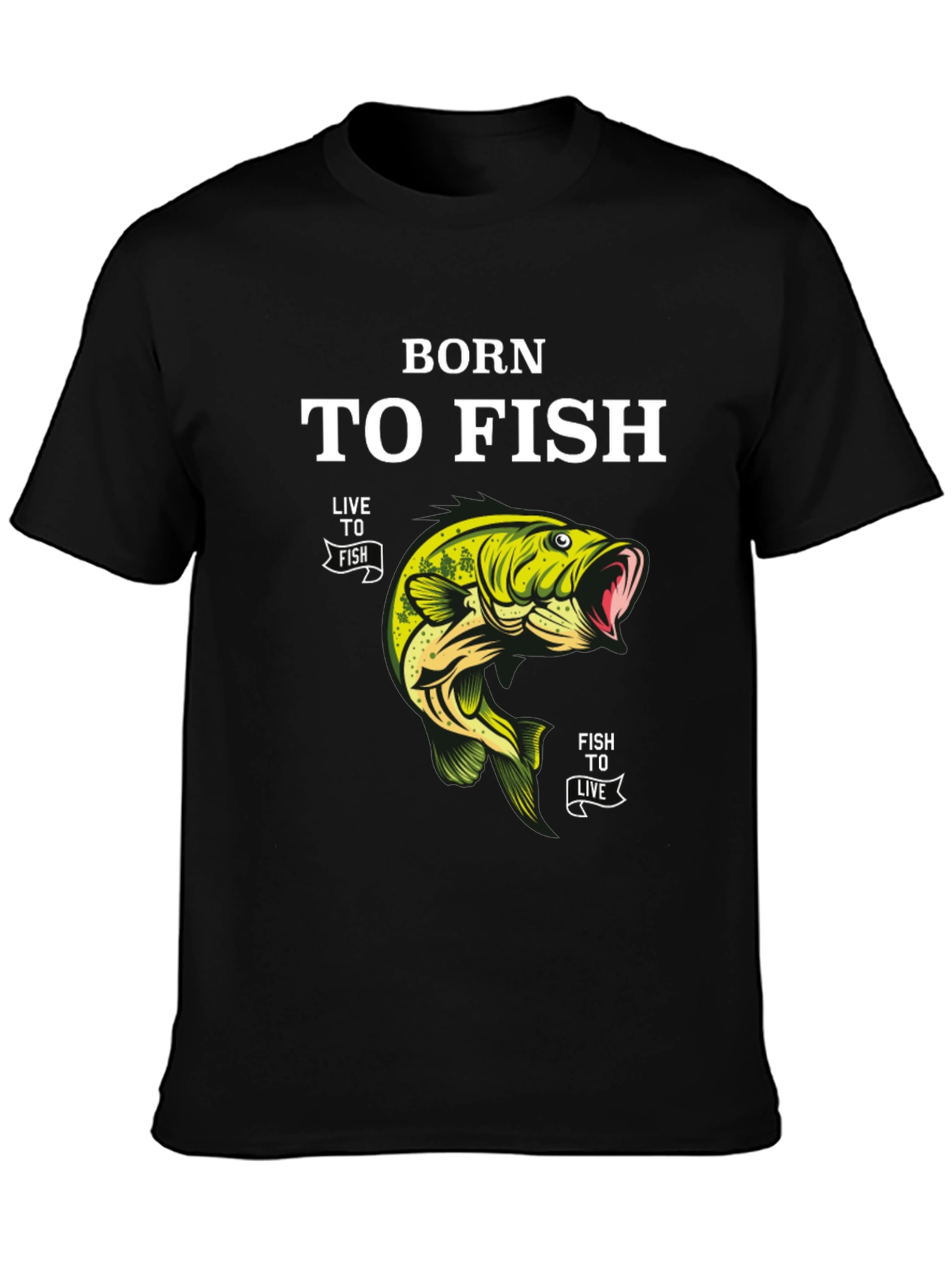 Born to Fish Black T-Shirt Fishing Lover Tee