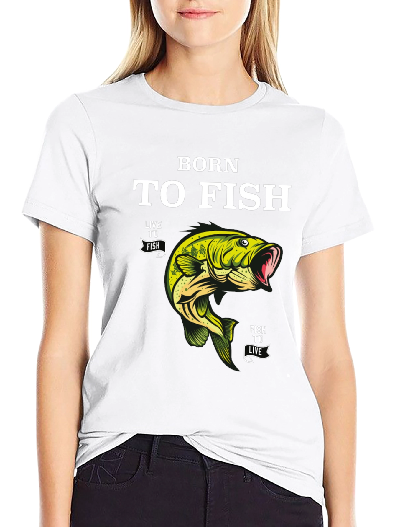 Born to Fish Black T-Shirt Fishing Lover Tee