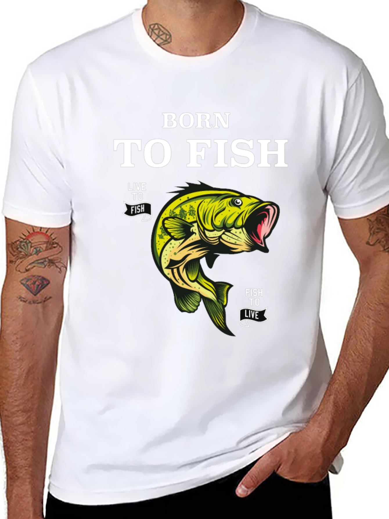 Born to Fish Black T-Shirt Fishing Lover Tee