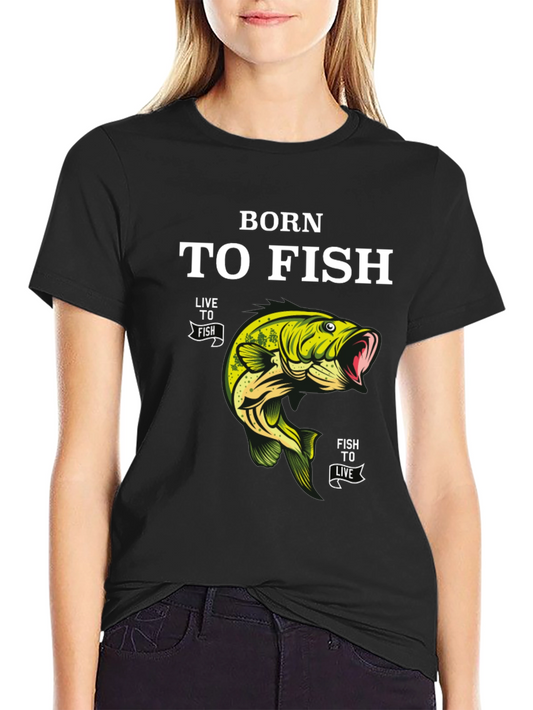 Born to Fish Black T-Shirt Fishing Lover Tee