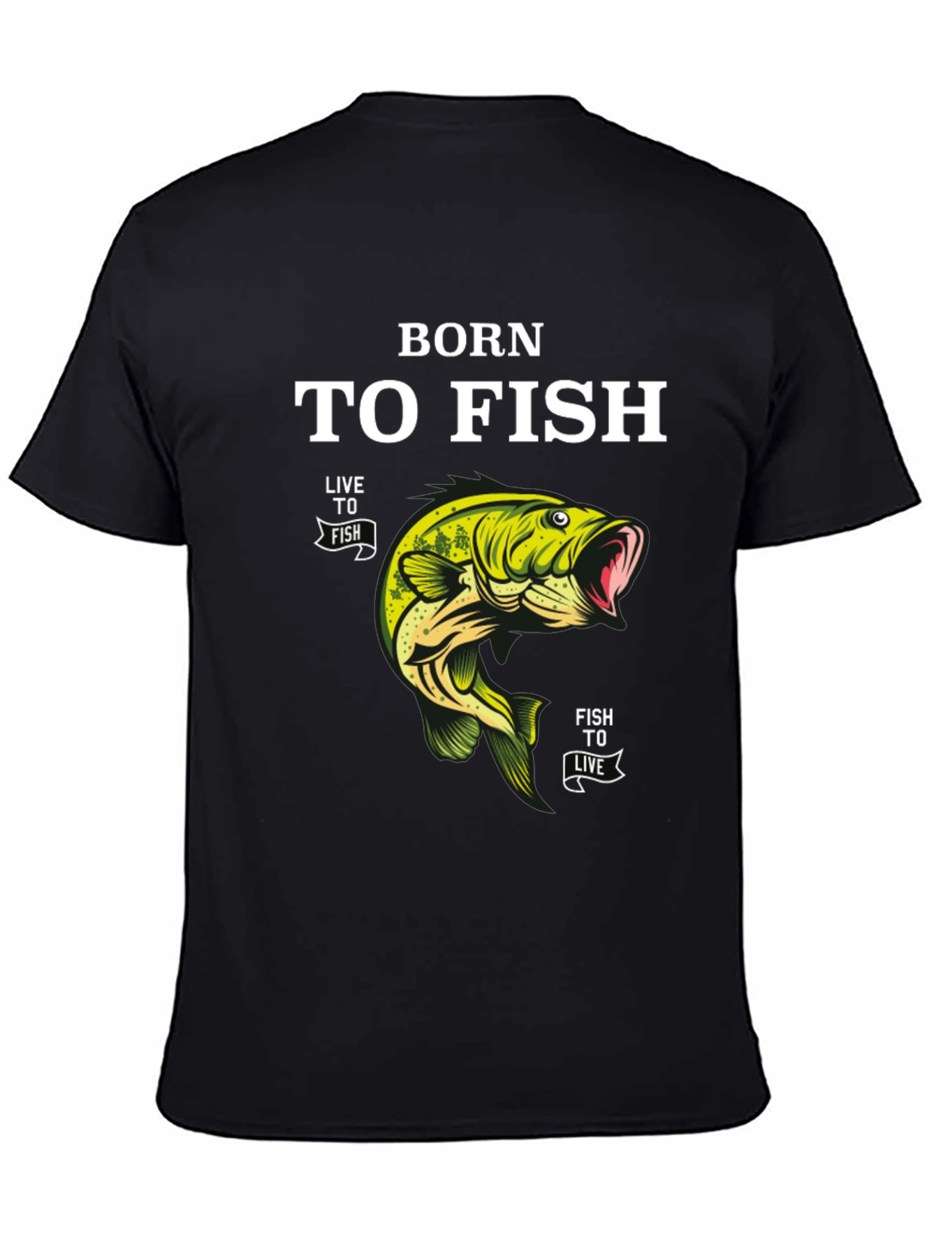 Born to Fish Black T-Shirt Fishing Lover Tee