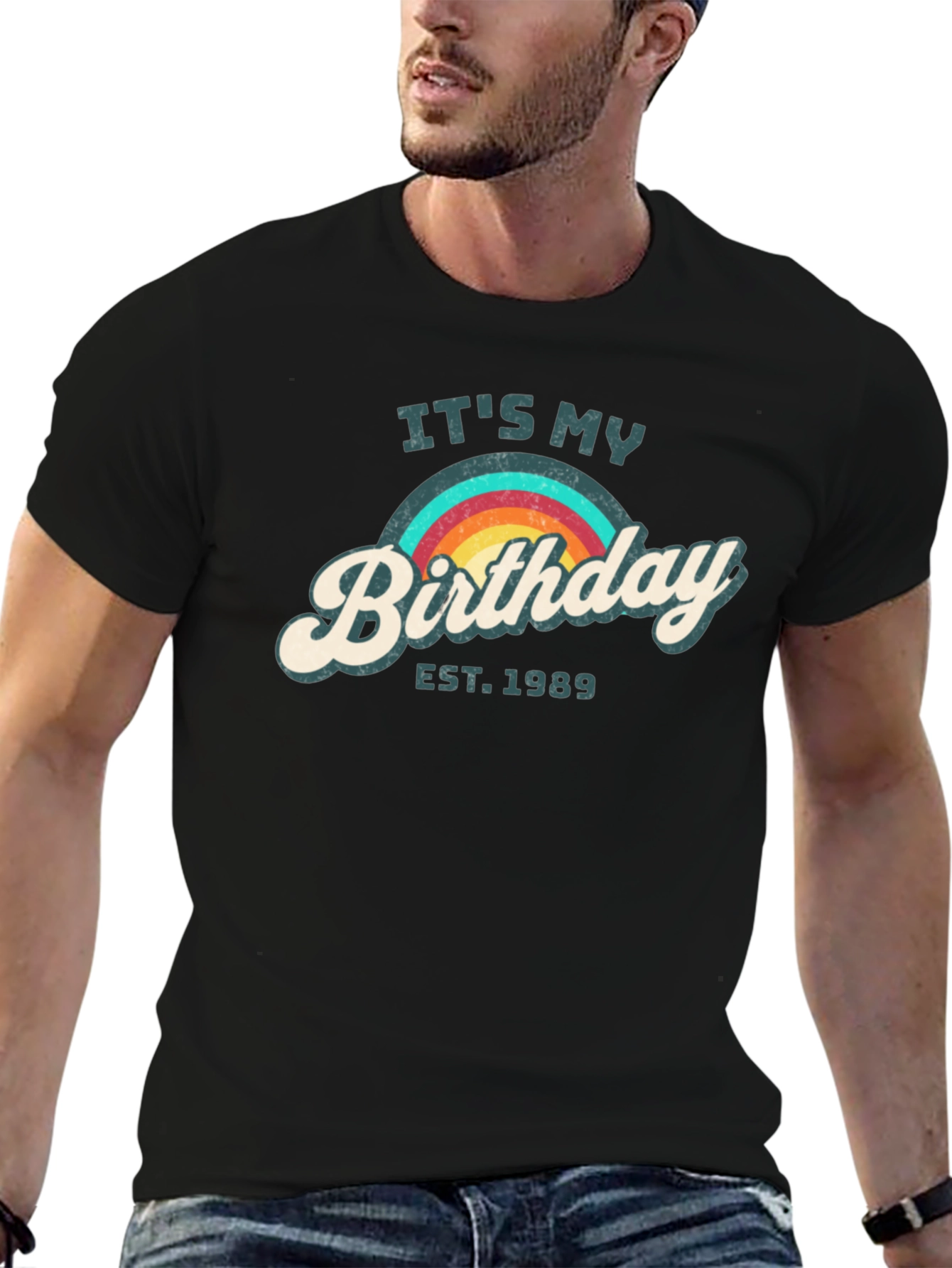 Retro Birthday EST. 1989 Rainbow Tee