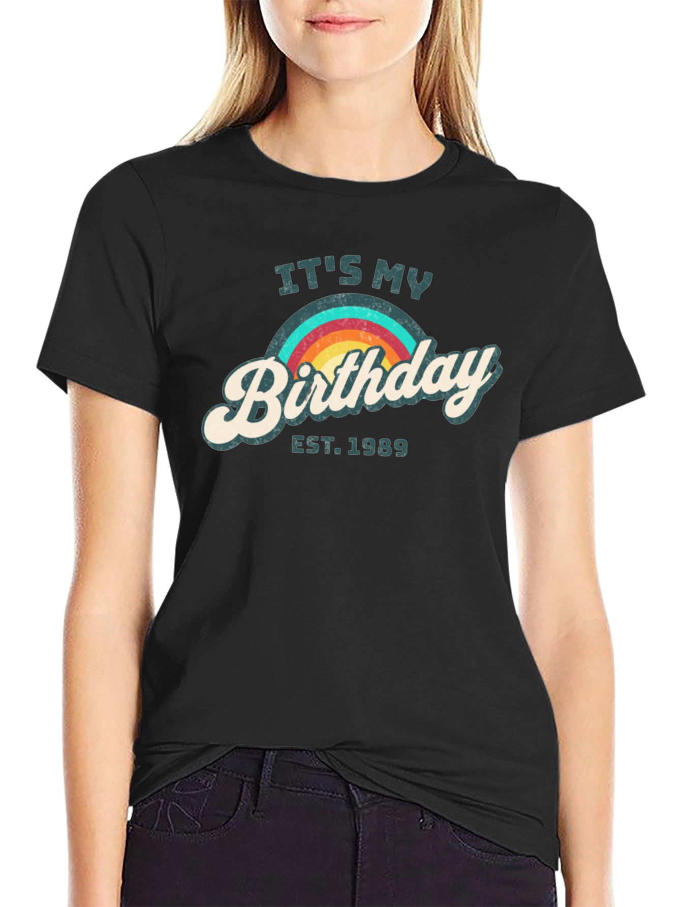Retro Birthday EST. 1989 Rainbow Tee
