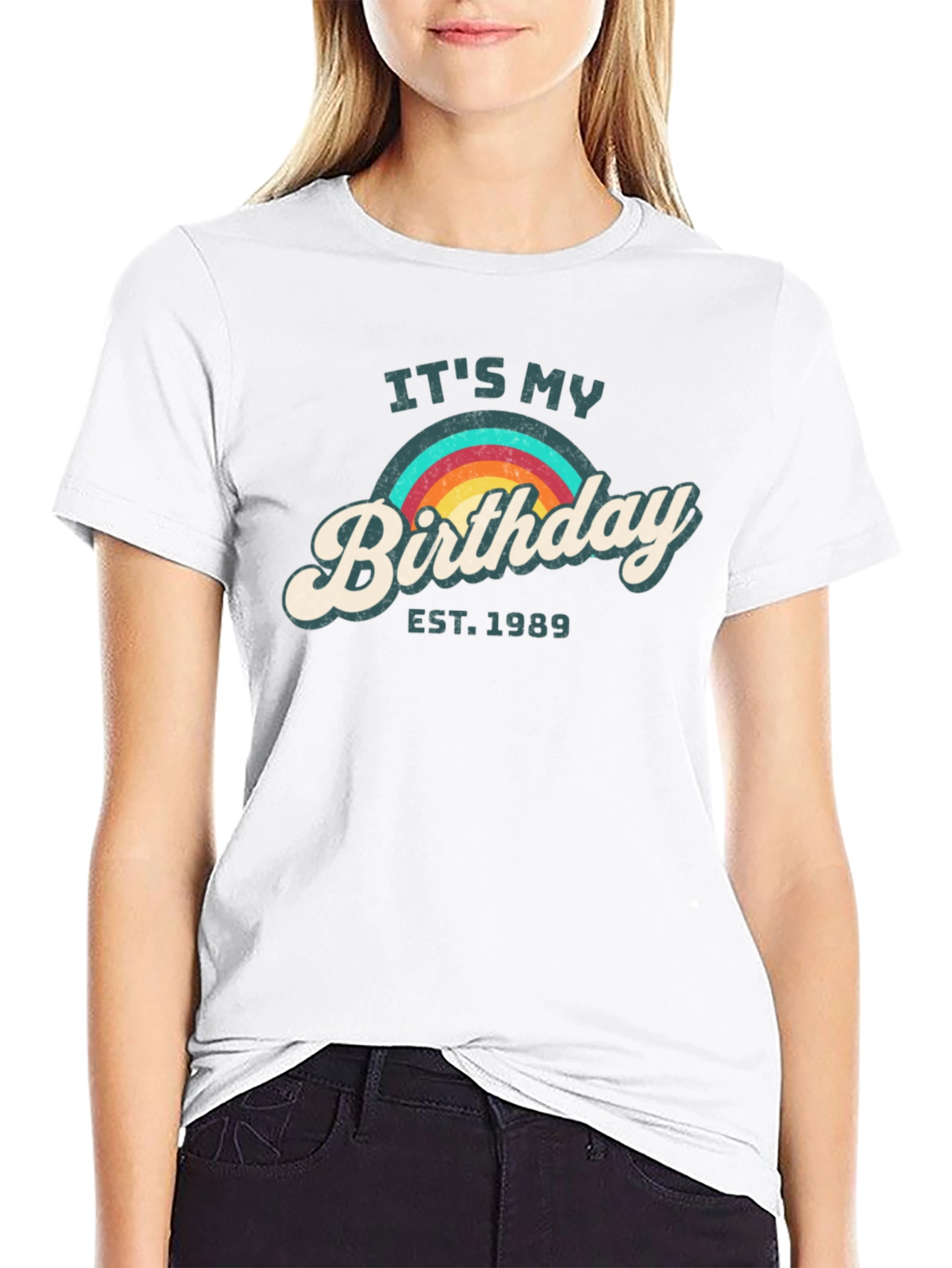 Retro Birthday EST. 1989 Rainbow Tee
