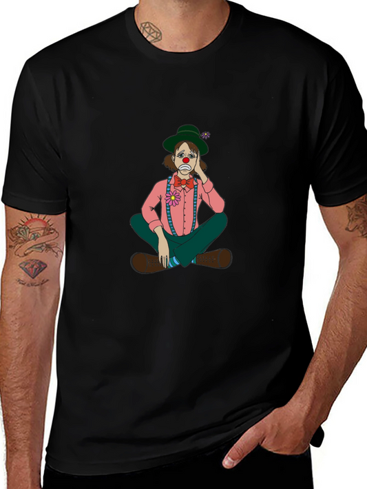 Sad Clown Graphic Tee - Unisex Black Cotton Blend T-Shirt