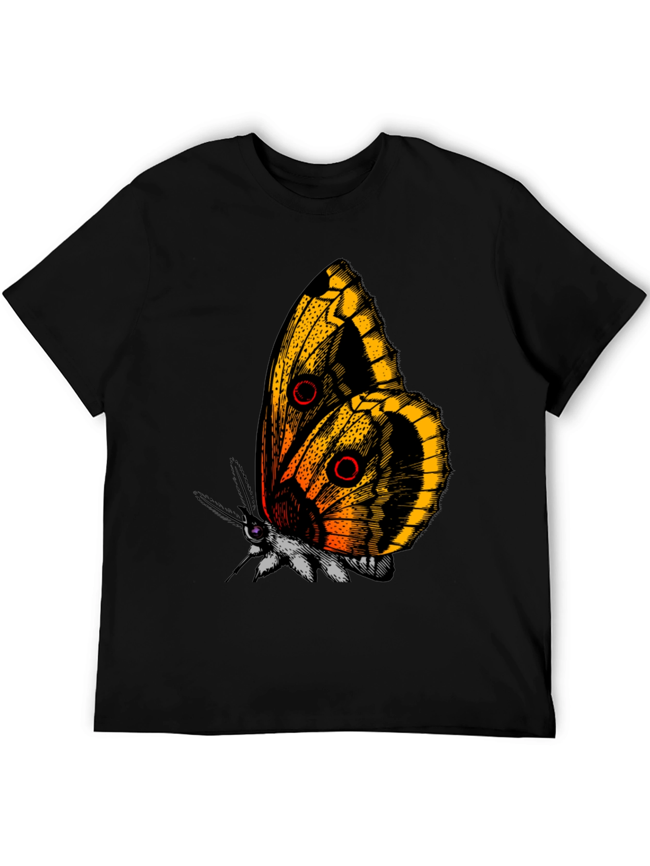 Butterfly Graphic Tee - Black Cotton T-Shirt