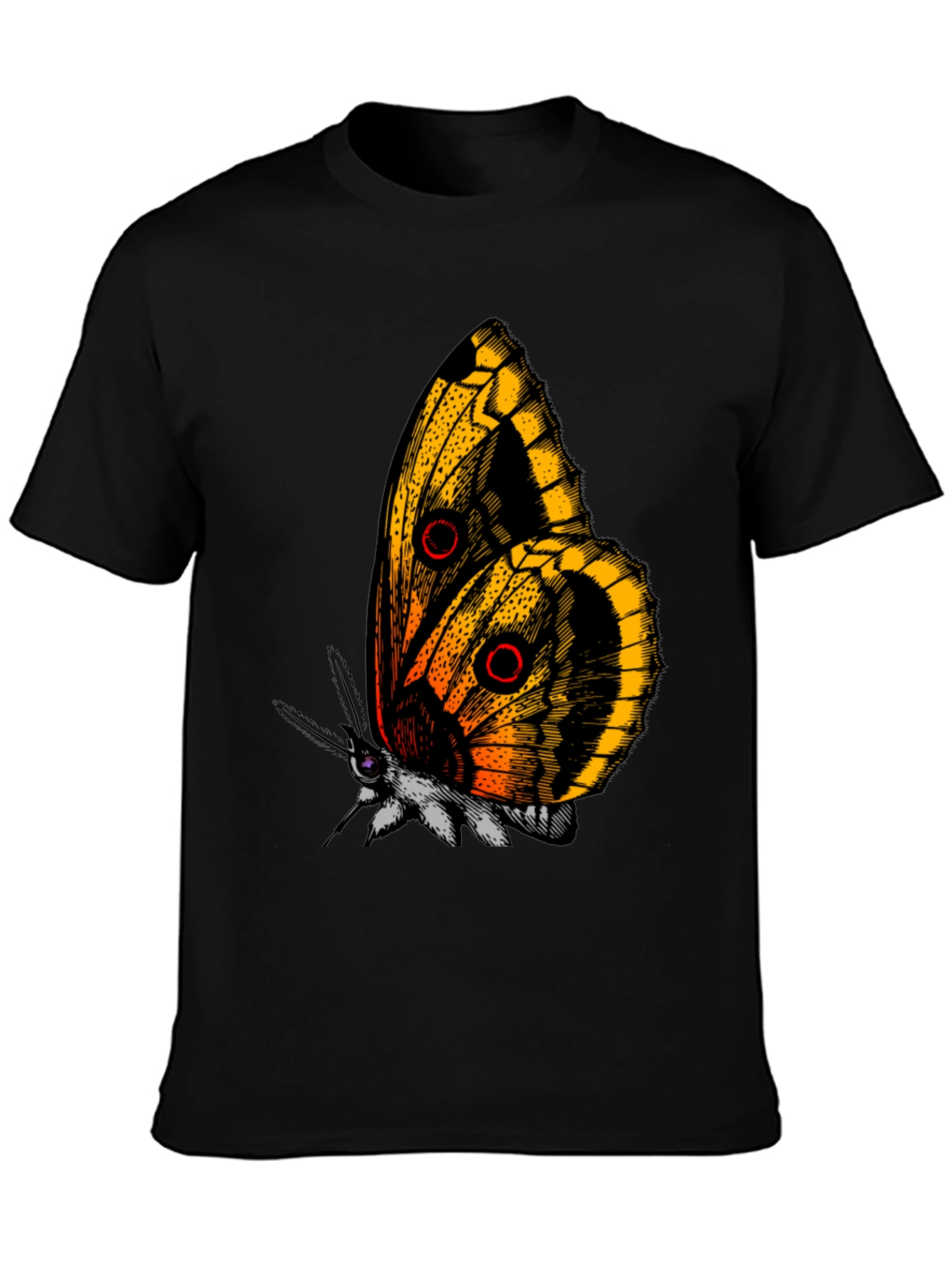 Butterfly Graphic Tee - Black Cotton T-Shirt