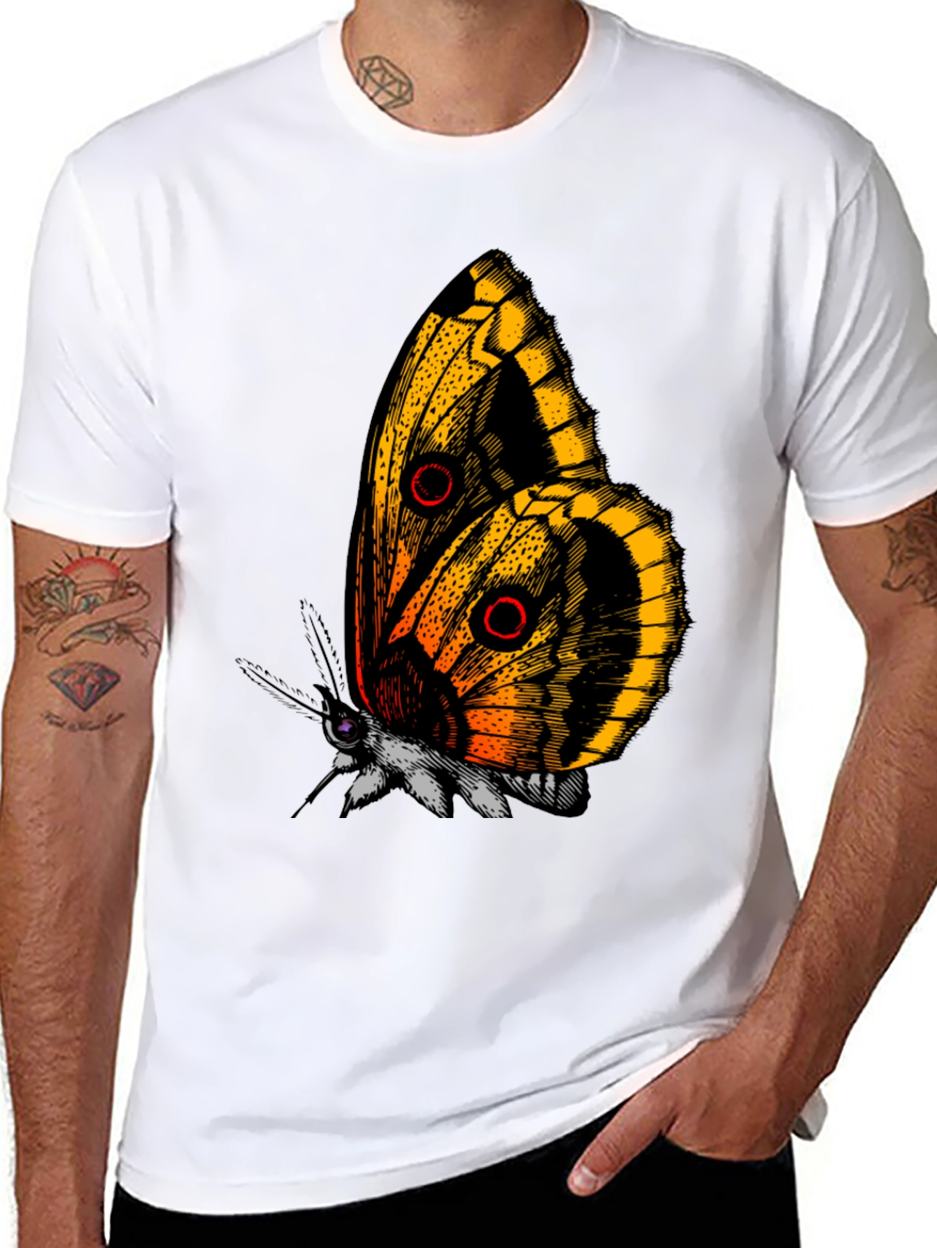 Butterfly Graphic Tee - Black Cotton T-Shirt