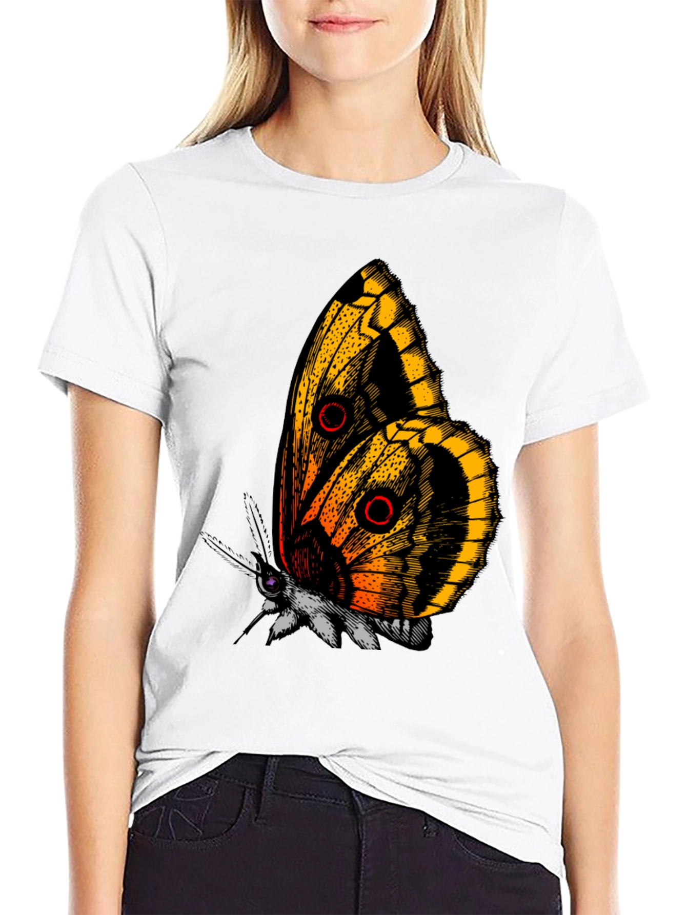 Butterfly Graphic Tee - Black Cotton T-Shirt