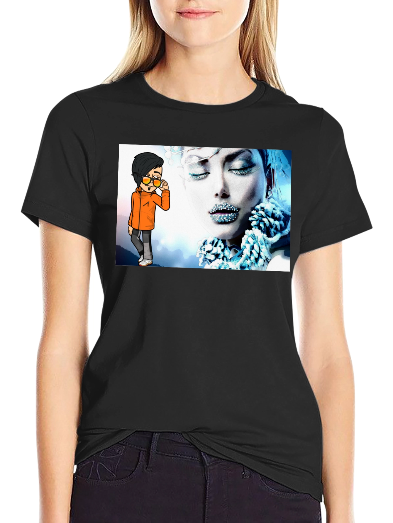 Unique Graphic Print Black T-Shirt