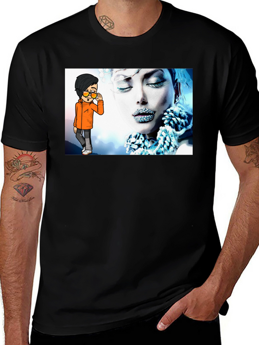 Unique Graphic Print Black T-Shirt