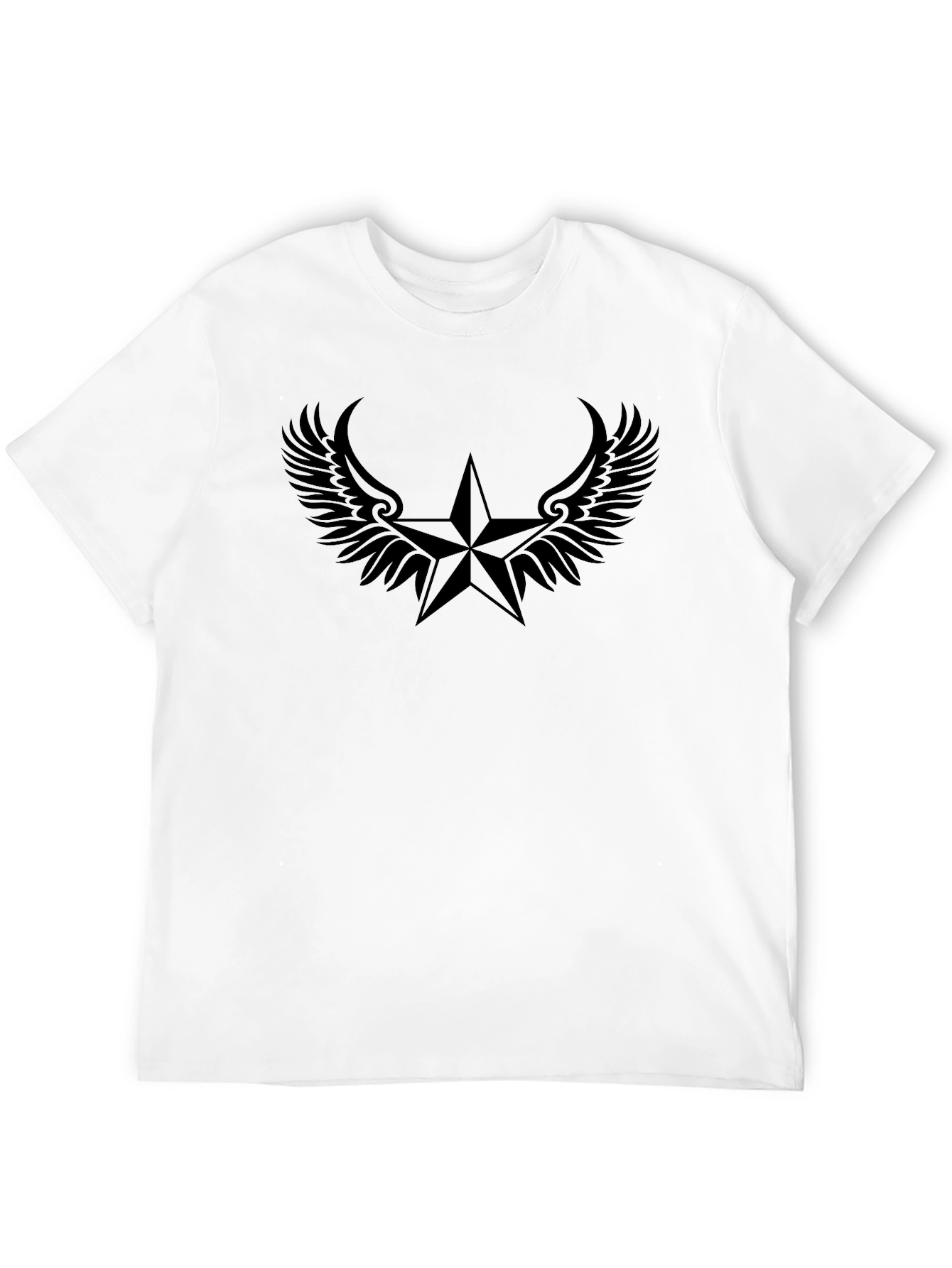 Black Star Winged Graphic Tee - Cool Casual Style