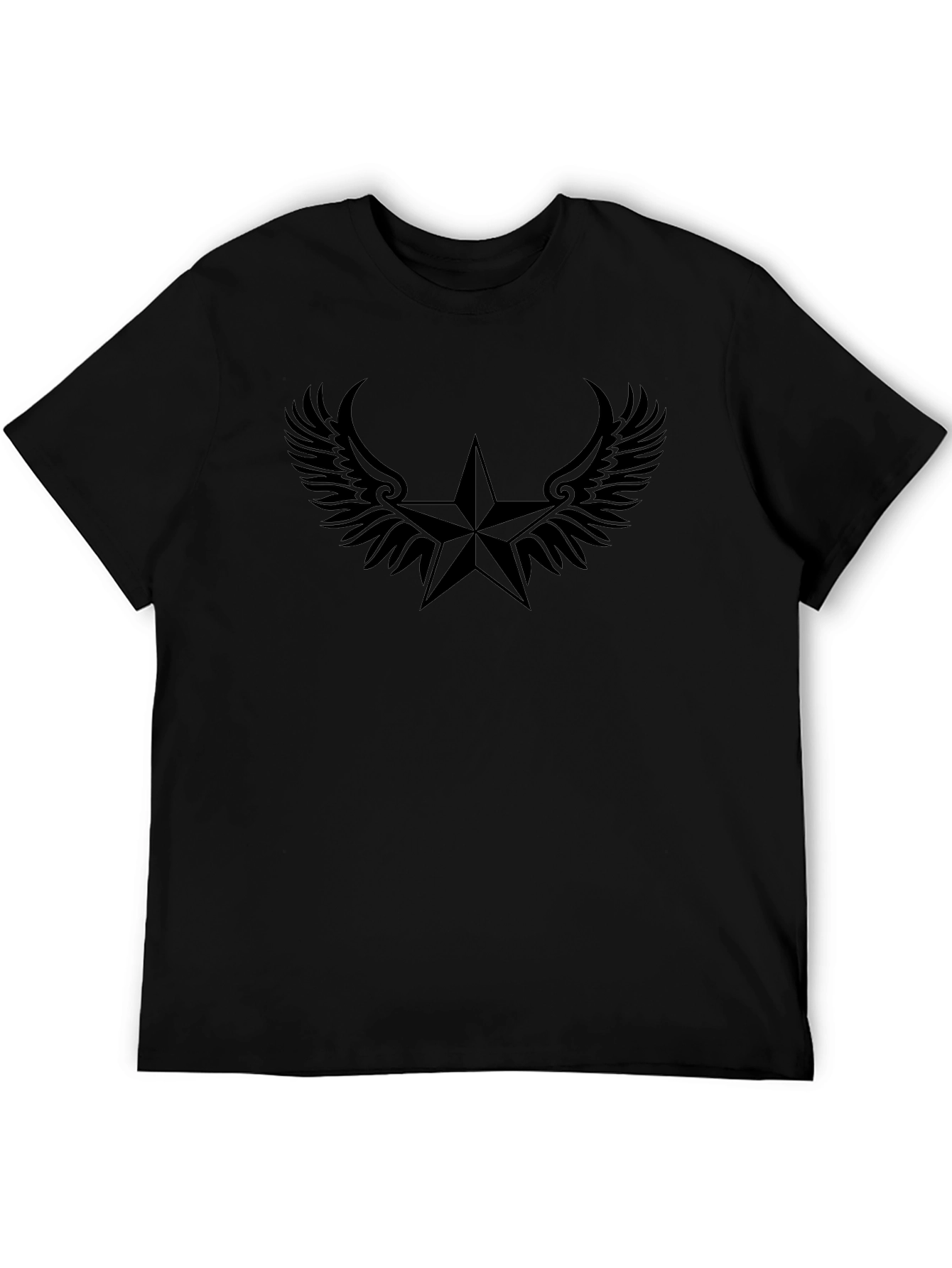 Black Star Winged Graphic Tee - Cool Casual Style