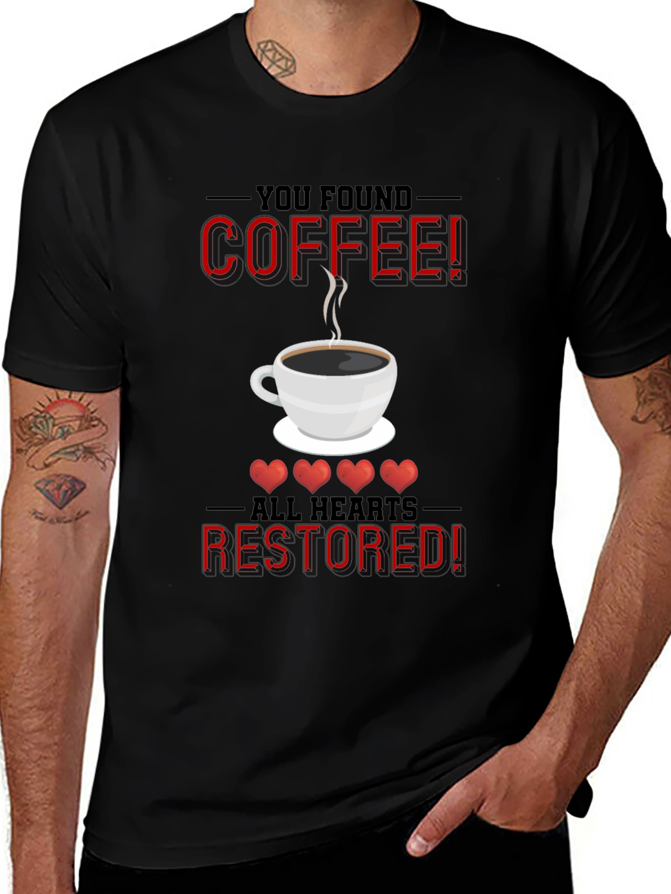 Coffee Restored Hearts Graphic T-Shirt