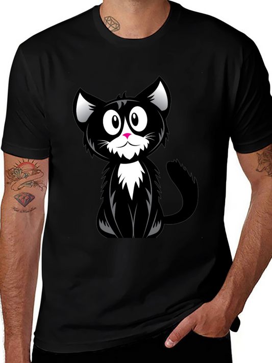 Cartoon Black Cat Graphic T-Shirt