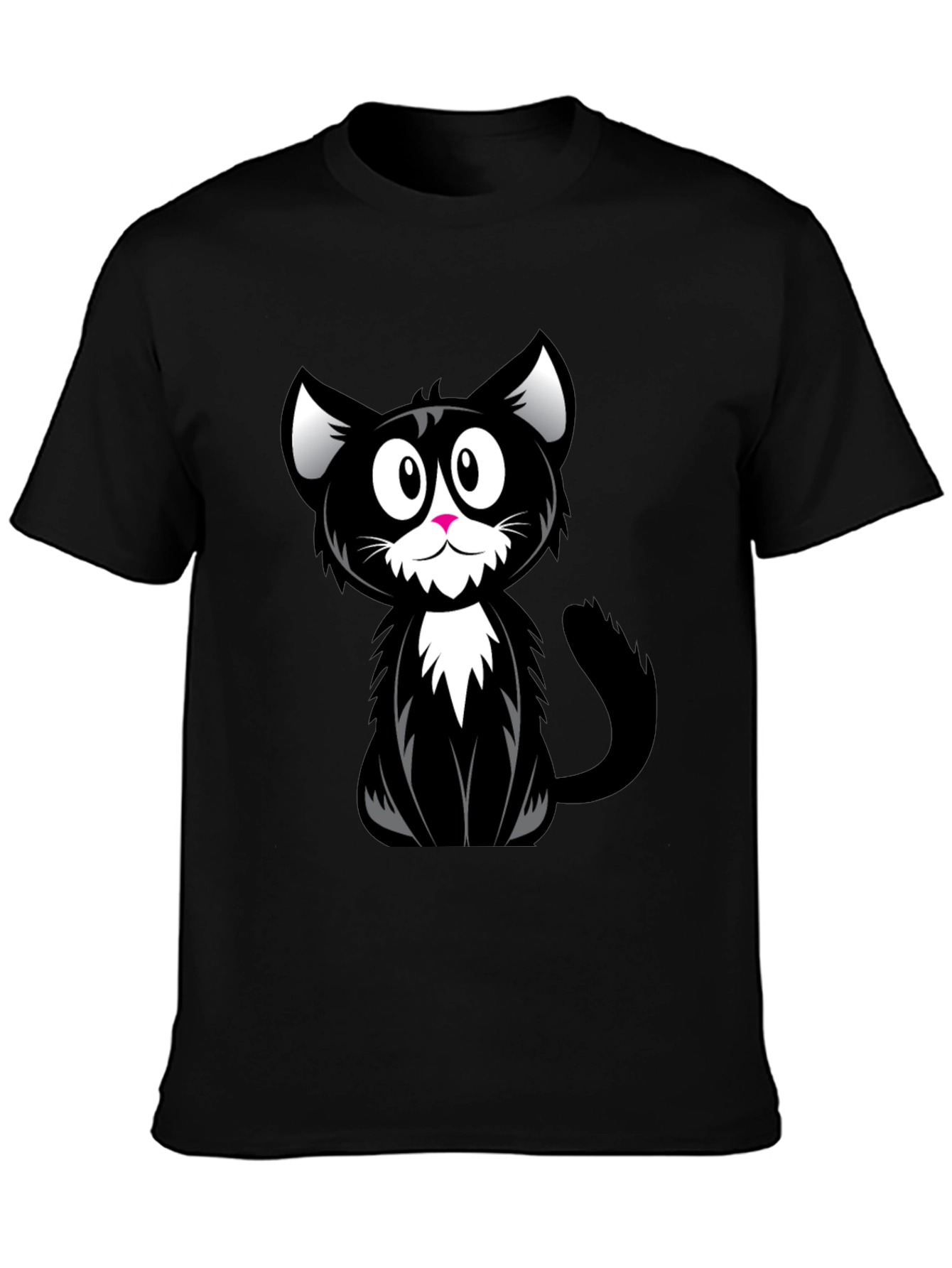 Cartoon Black Cat Graphic T-Shirt