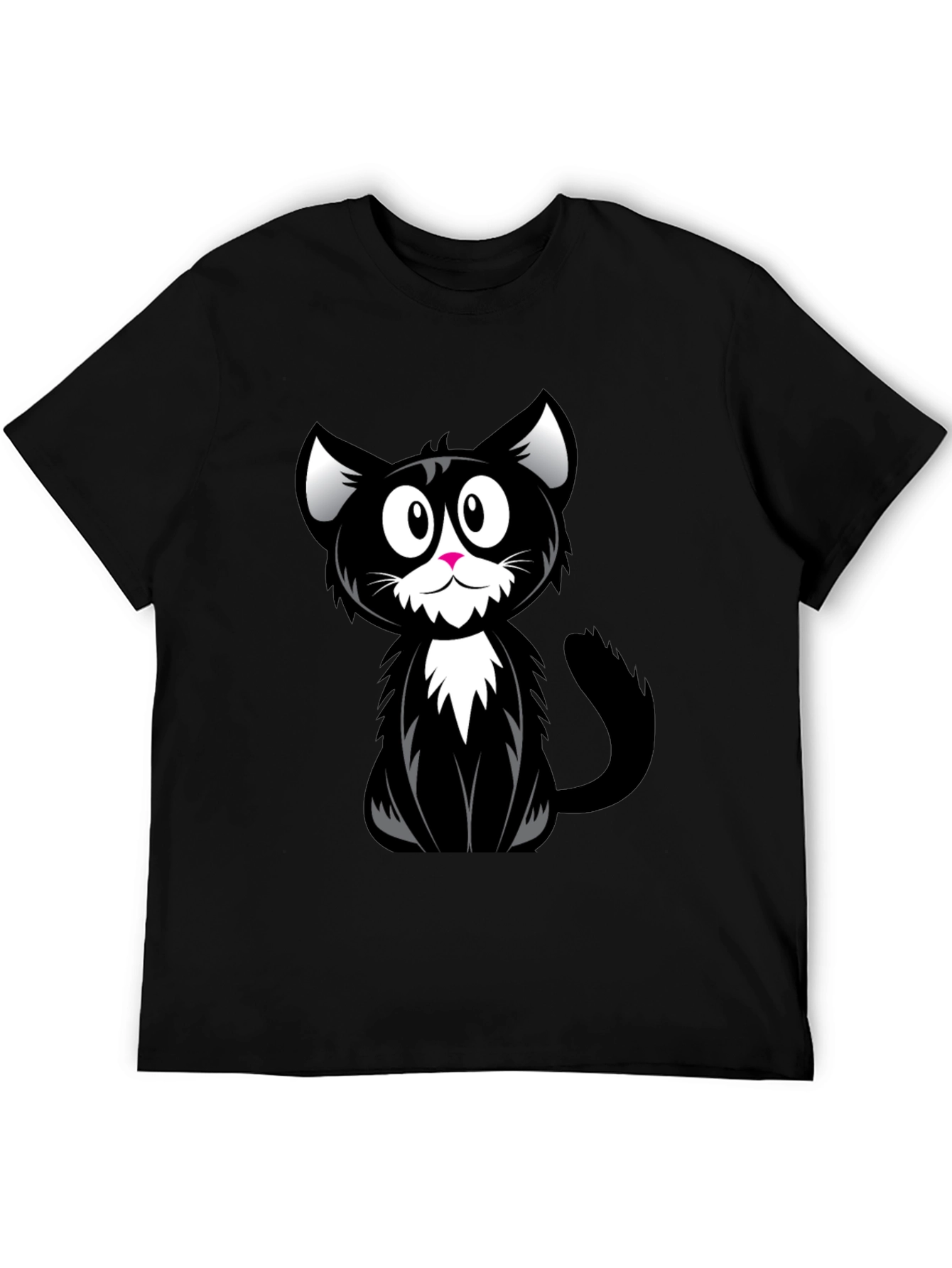 Cartoon Black Cat Graphic T-Shirt