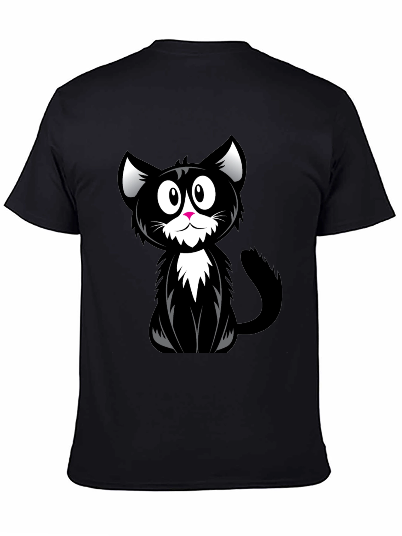 Cartoon Black Cat Graphic T-Shirt