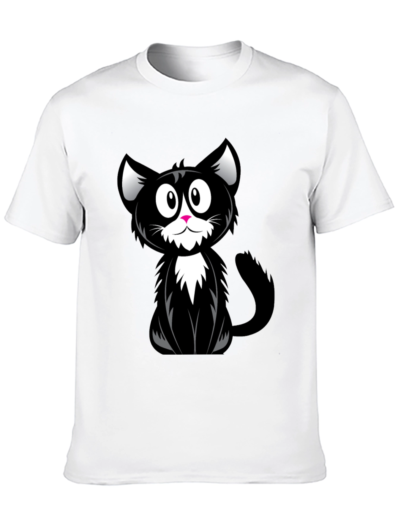 Cartoon Black Cat Graphic T-Shirt