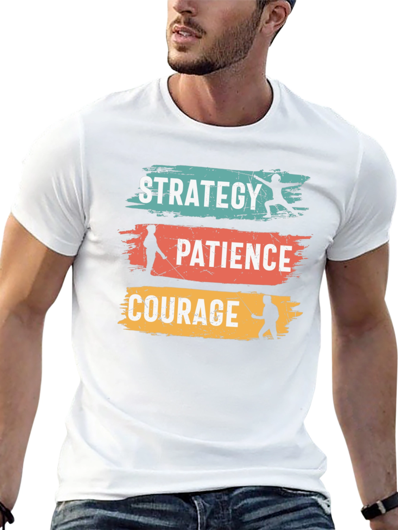 Strategy Patience Courage Fencing Graphic T-Shirt
