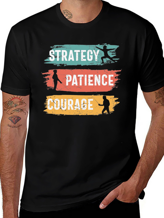 Strategy Patience Courage Fencing Graphic T-Shirt