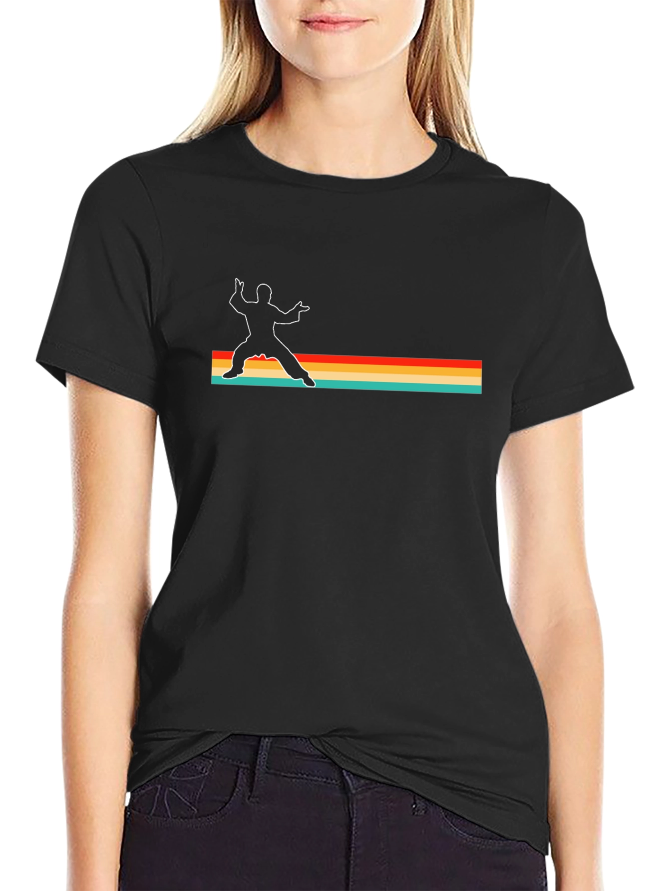 Retro Martial Arts Graphic Tee - Black