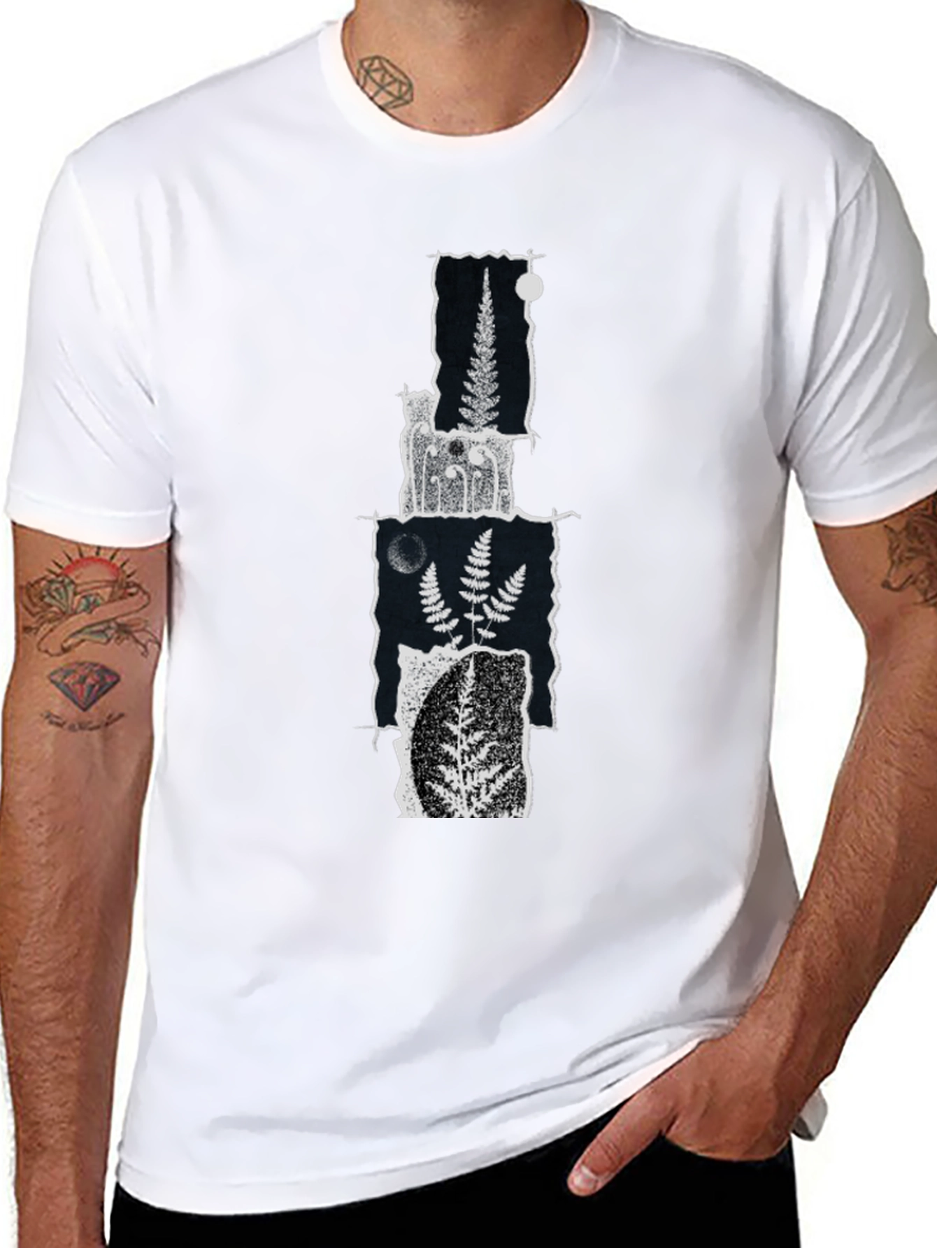 Botanical Collage Graphic Tee - Black