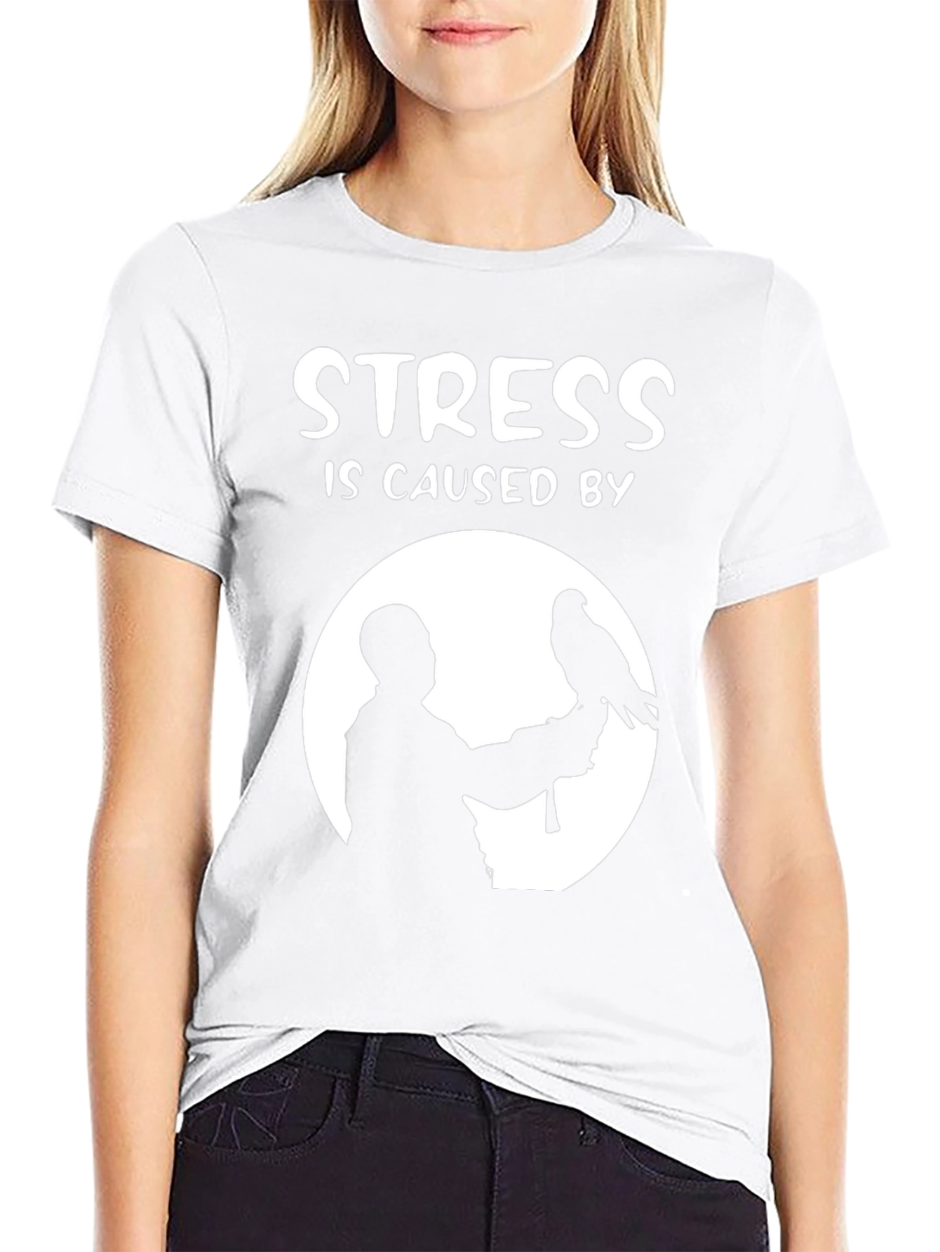 Stress Caused By Birds T-Shirt: Falconry Silhouette Design