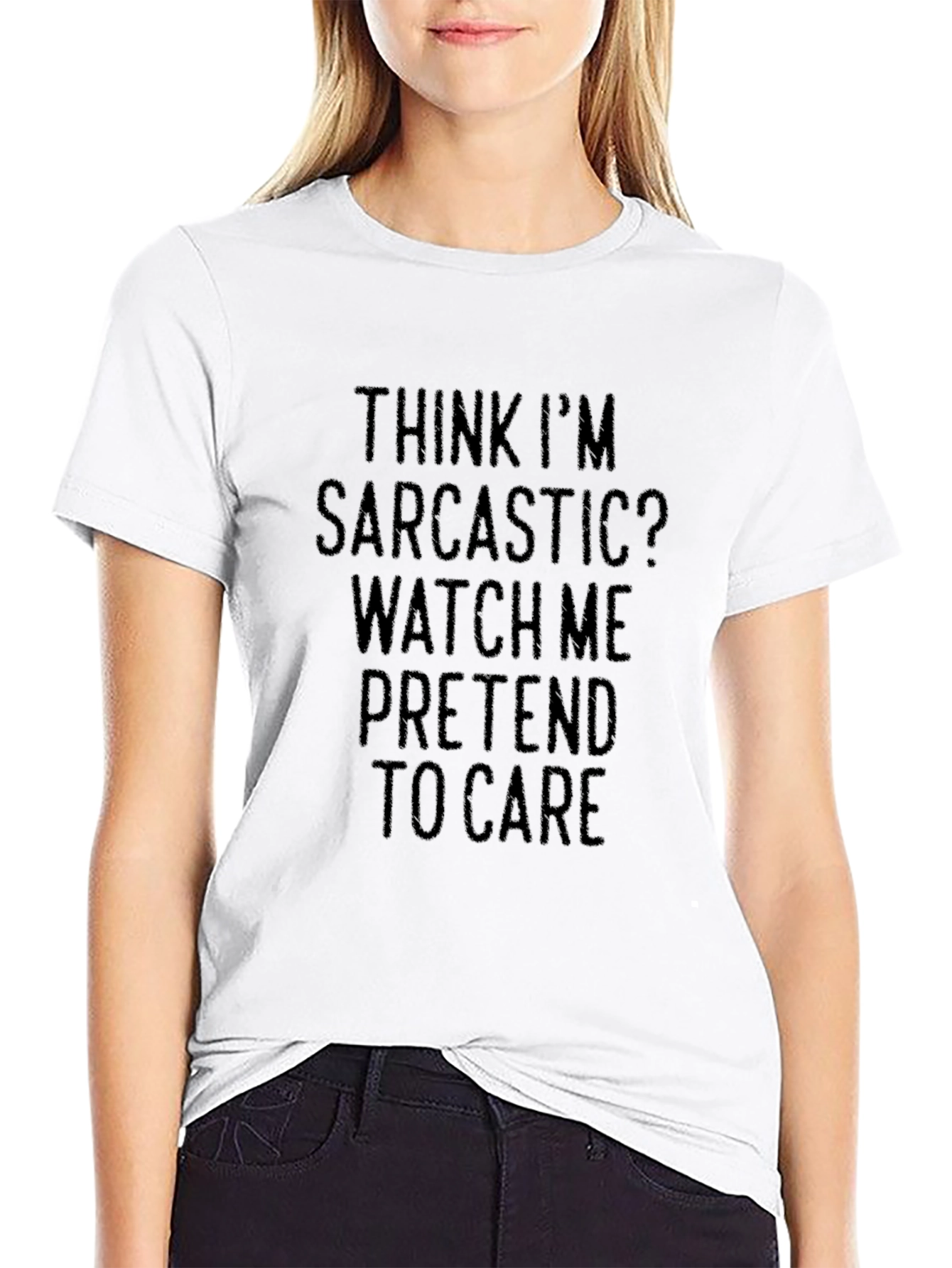 Sarcastic Pretend to Care Black T-Shirt