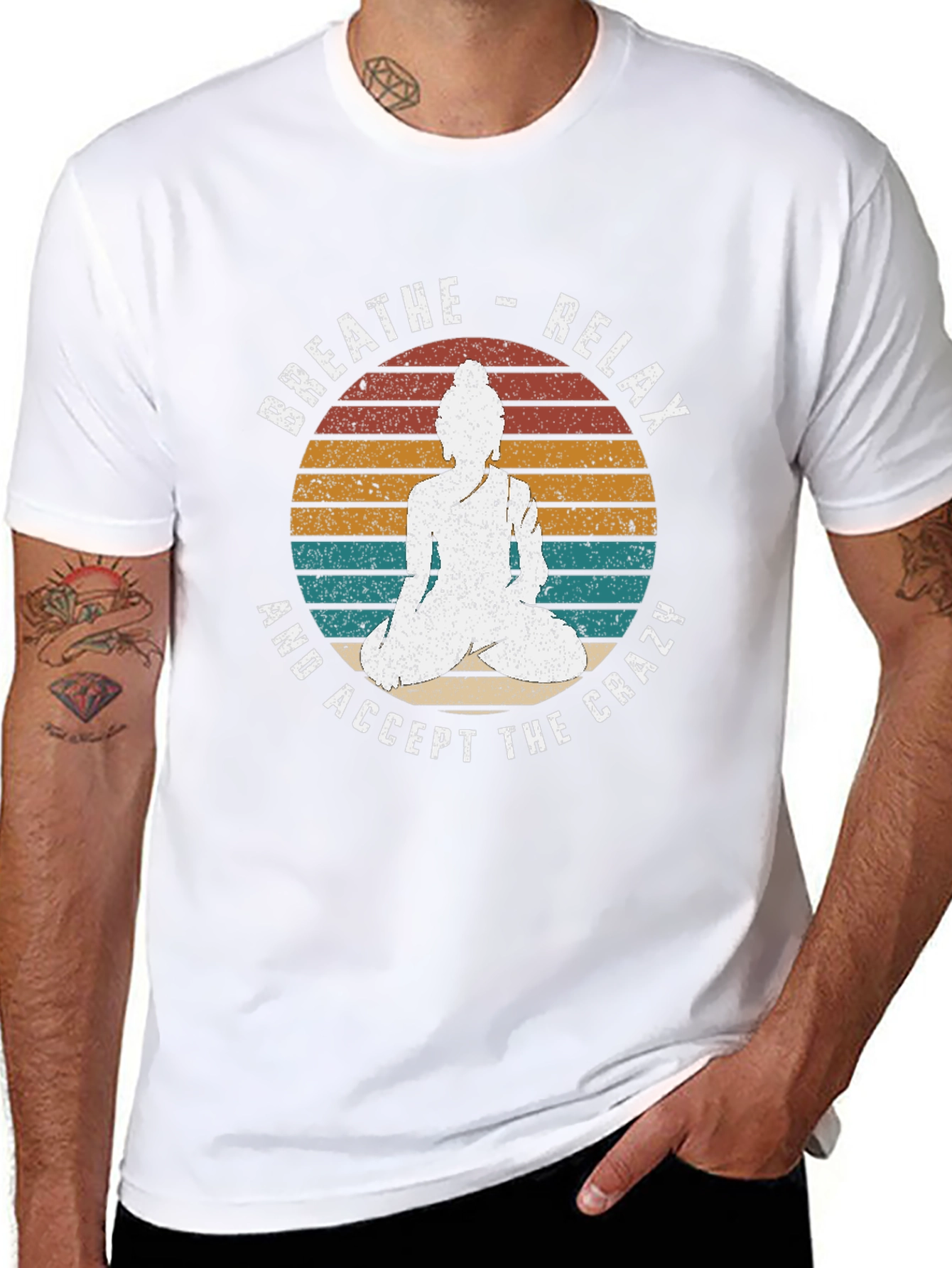 Breathe Relax Buddha Graphic Tee - Black T-Shirt