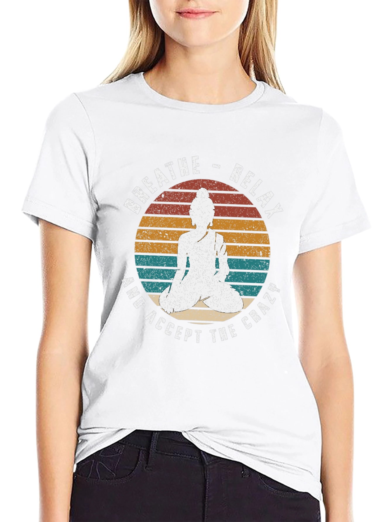 Breathe Relax Buddha Graphic Tee - Black T-Shirt