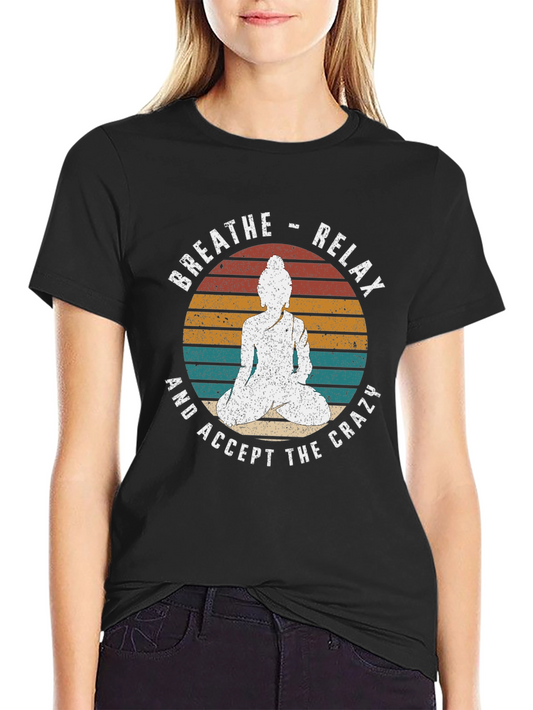 Breathe Relax Buddha Graphic Tee - Black T-Shirt