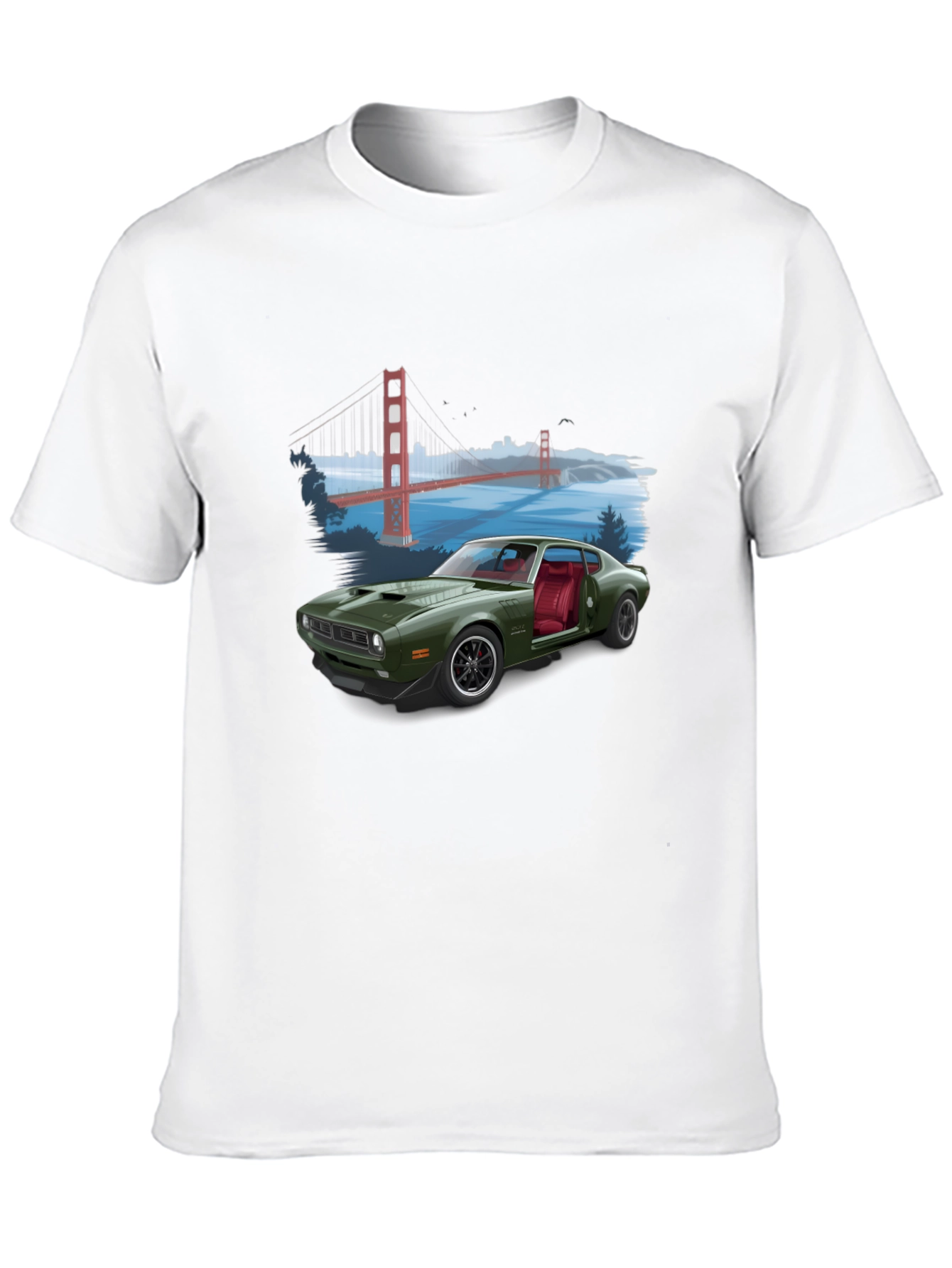 Retro Car & Bridge T-Shirt - Unique Graphic Tee