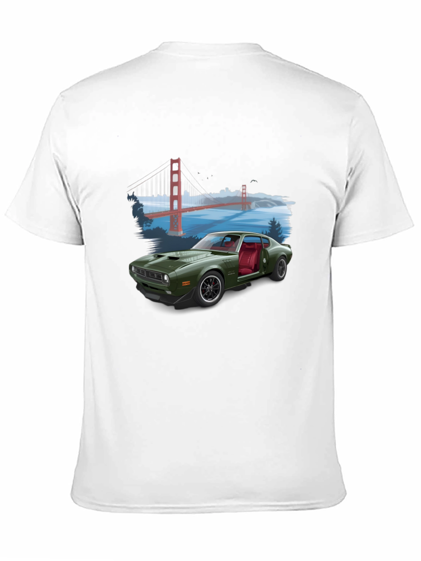 Retro Car & Bridge T-Shirt - Unique Graphic Tee
